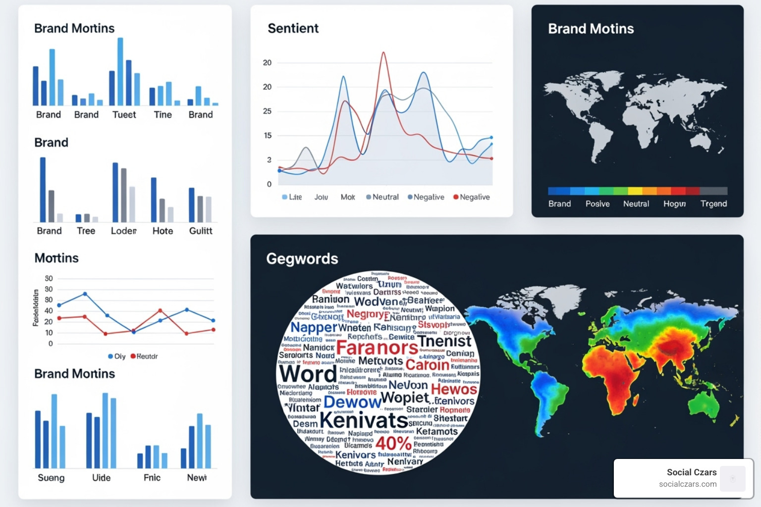 of a dashboard showing brand mentions and sentiment analysis - miami online reputation management service