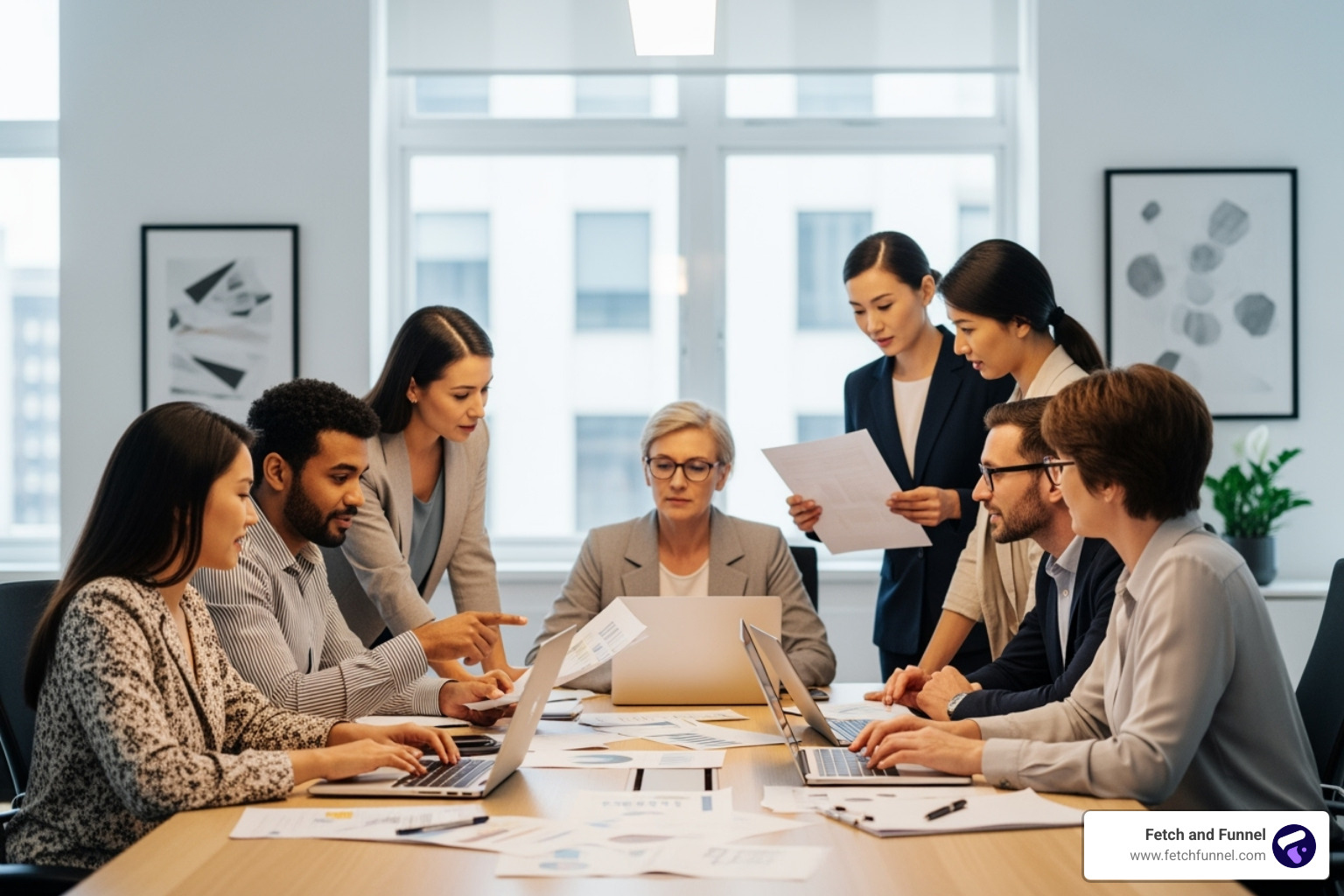 Diverse professionals collaborating in a modern office - Boston Digital Marketing Agency Diverse professionals collaborating in a modern office - Boston Digital Marketing Agency