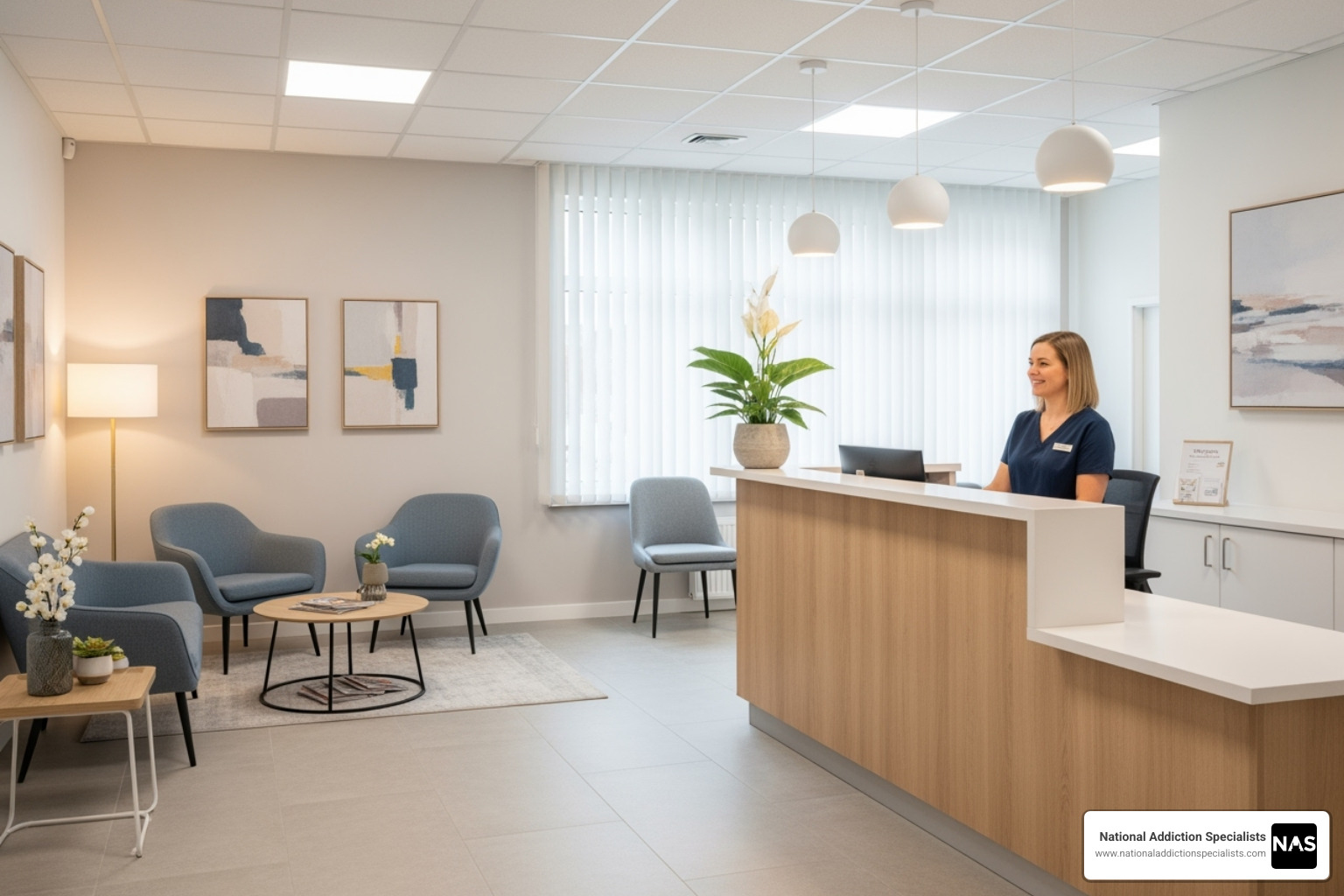 Welcoming and professional clinic reception area - suboxone clinic Virginia Beach