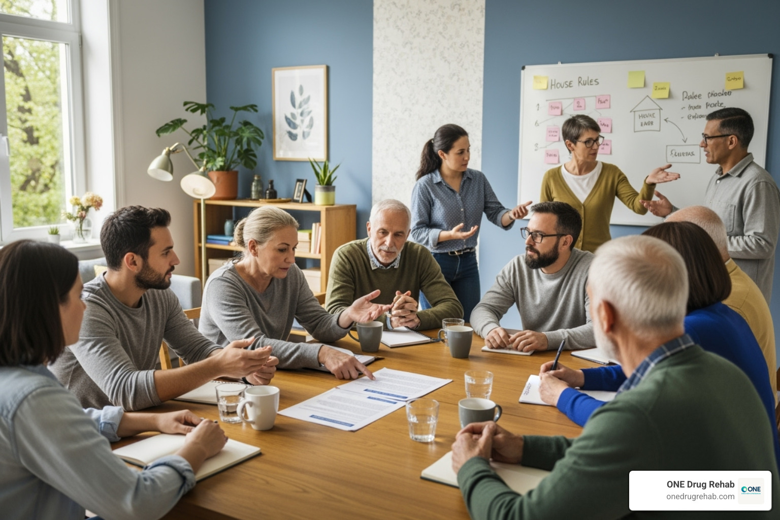 chore chart or house meeting in progress - coed halfway houses near me