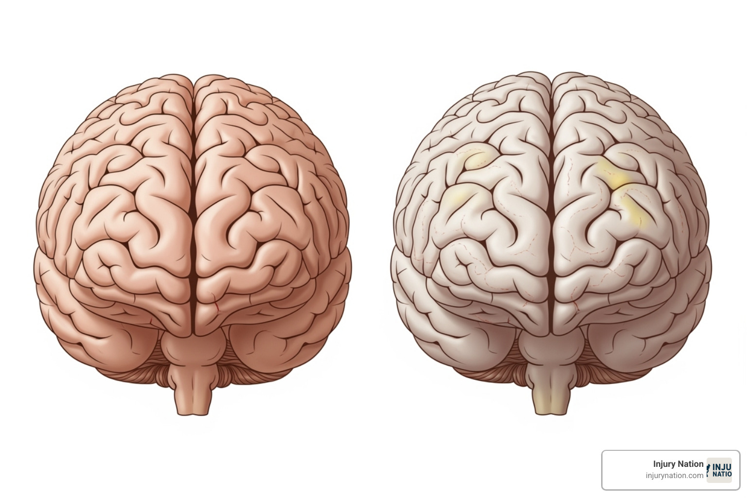 illustration of healthy brain vs. brain with concussion - slip and fall concussion settlement illustration of healthy brain vs. brain with concussion - slip and fall concussion settlement