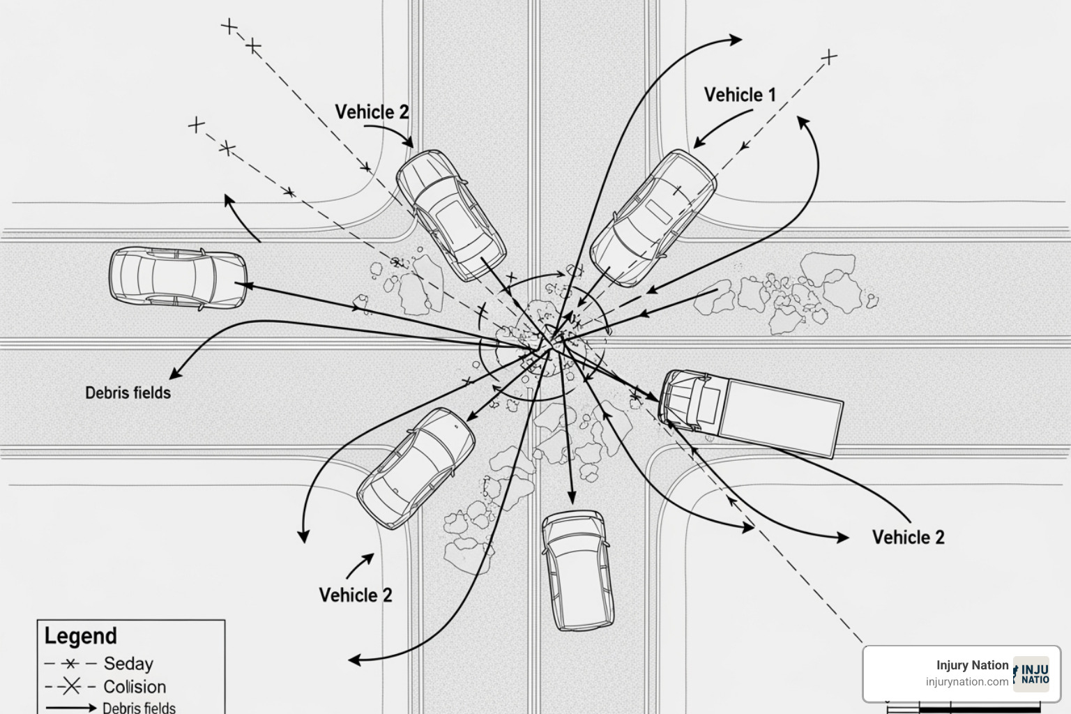 an accident reconstruction diagram - las vegas multi vehicle accident attorney