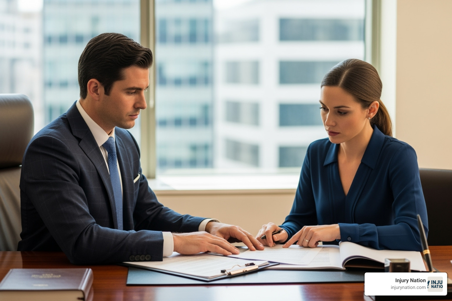 lawyer and client in a consultation - accident victim legal help