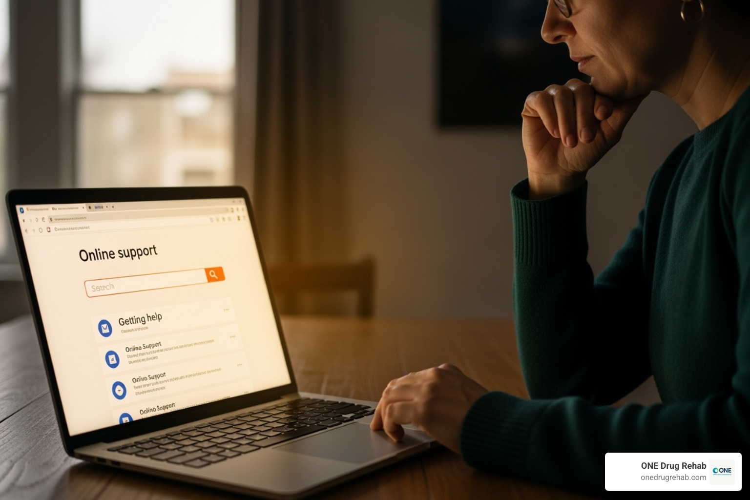 person using a laptop to search for help online - Behavioral health treatment