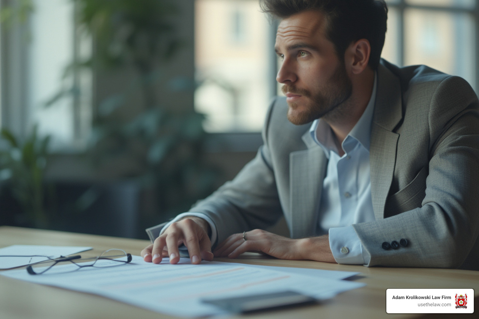 person looking thoughtfully at a legal document - Dog bite settlement amount person looking thoughtfully at a legal document - Dog bite settlement amount