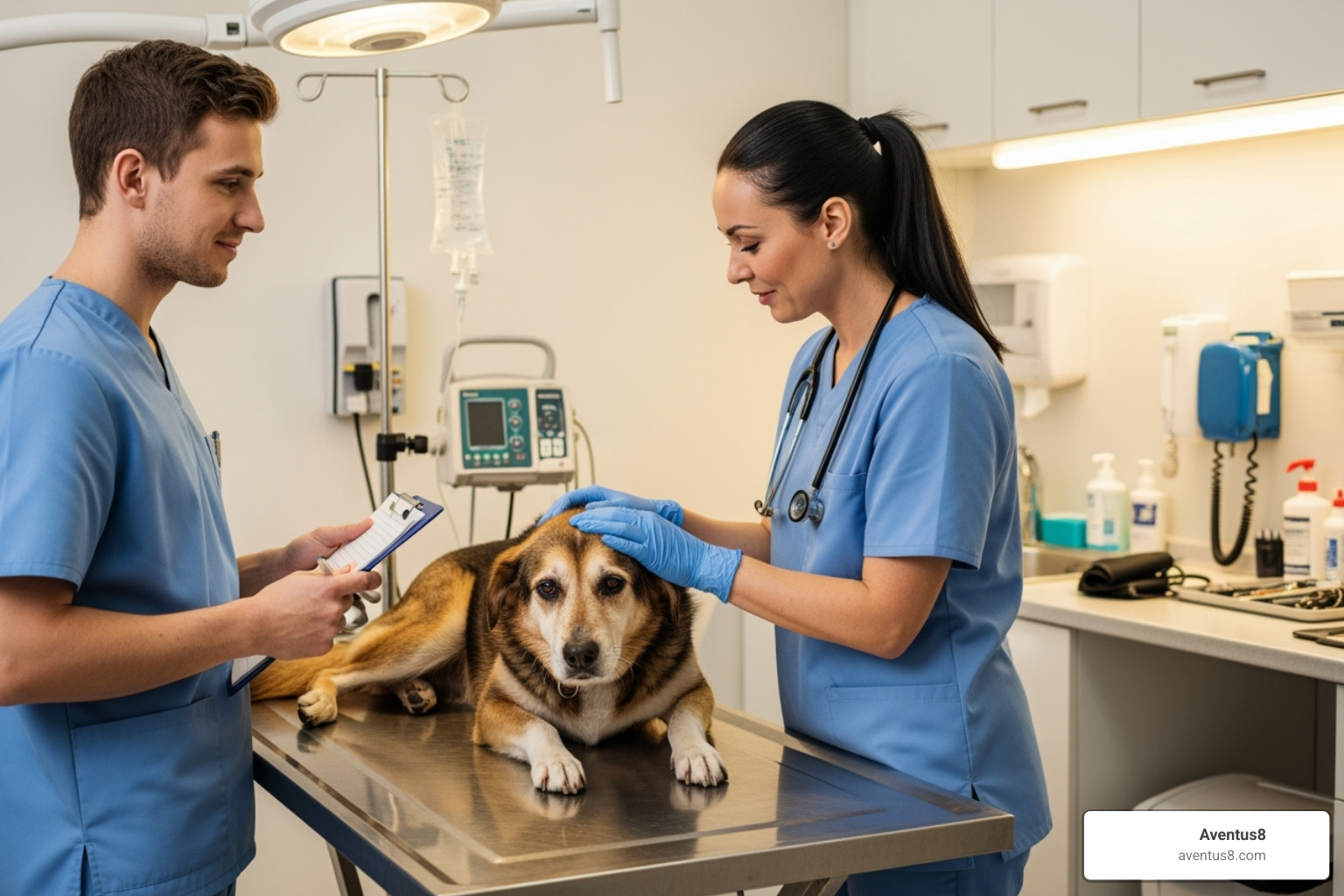 Sick dog at a Hollywood, FL veterinary clinic - THC pet treats