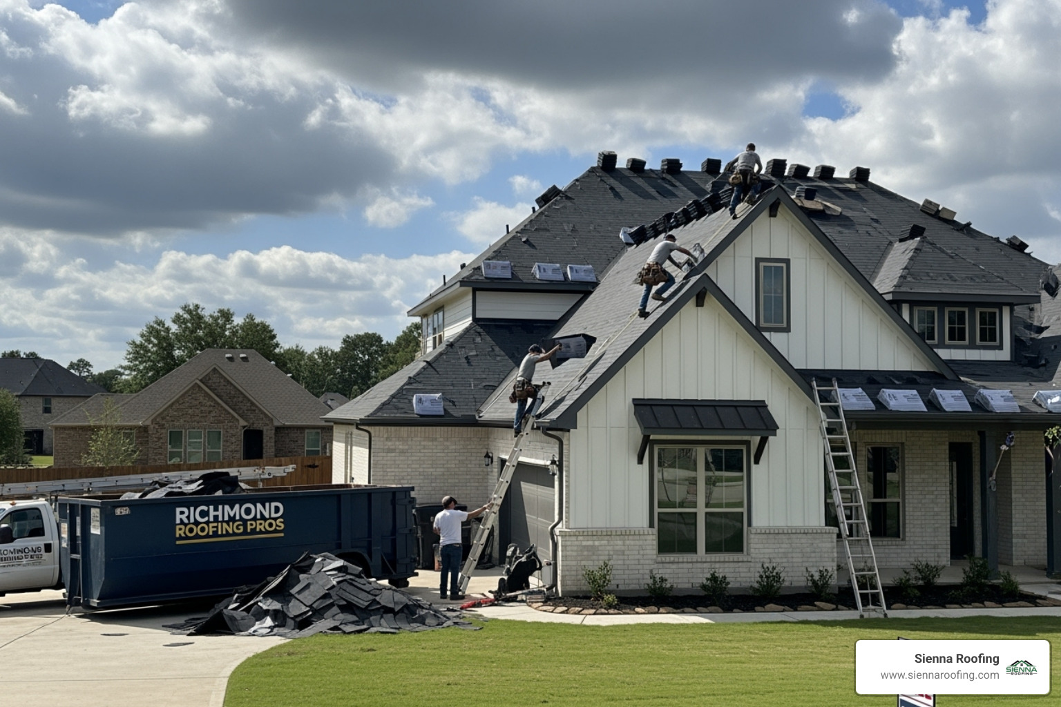 showcasing different roofing materials like asphalt, metal, and tile on display boards - roof replacement Richmond TX showcasing different roofing materials like asphalt, metal, and tile on display boards - roof replacement Richmond TX