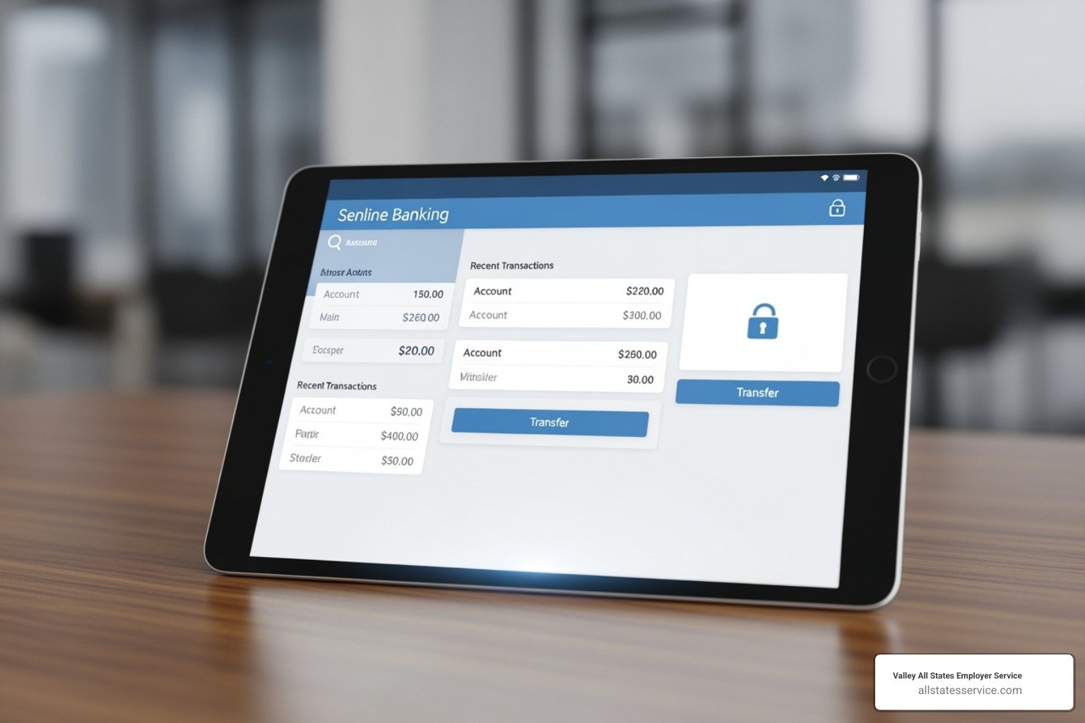 secure online banking application on a tablet - Document verification service