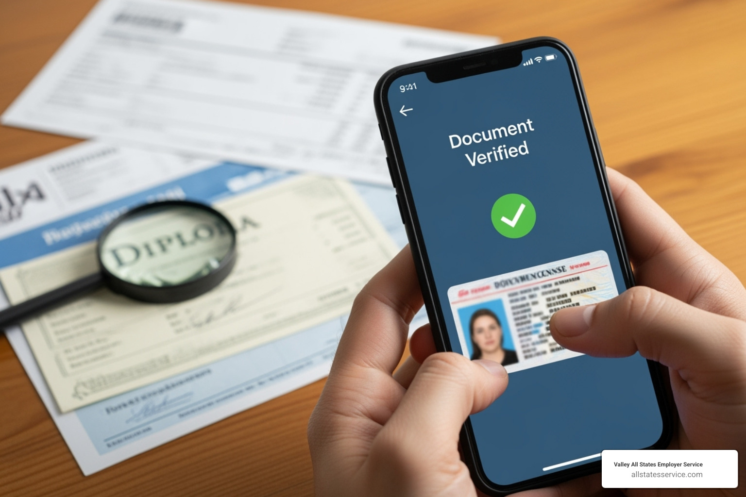 Tips for taking a clear ID photo for document verification, including good lighting, no glare, clear focus, and ensuring all corners of the document are visible - Document verification service