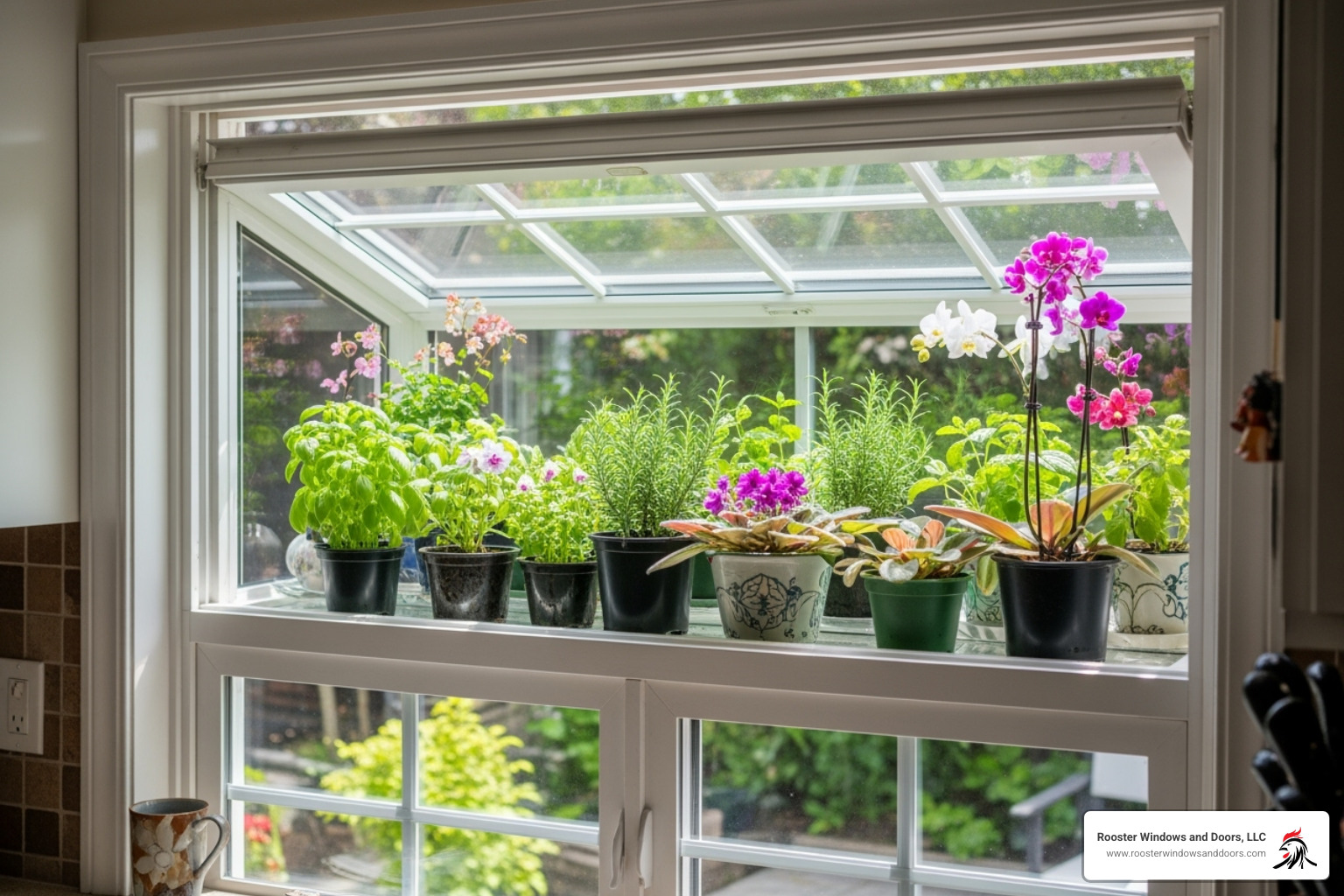 Diagram of energy-efficient garden window features - Garden Windows