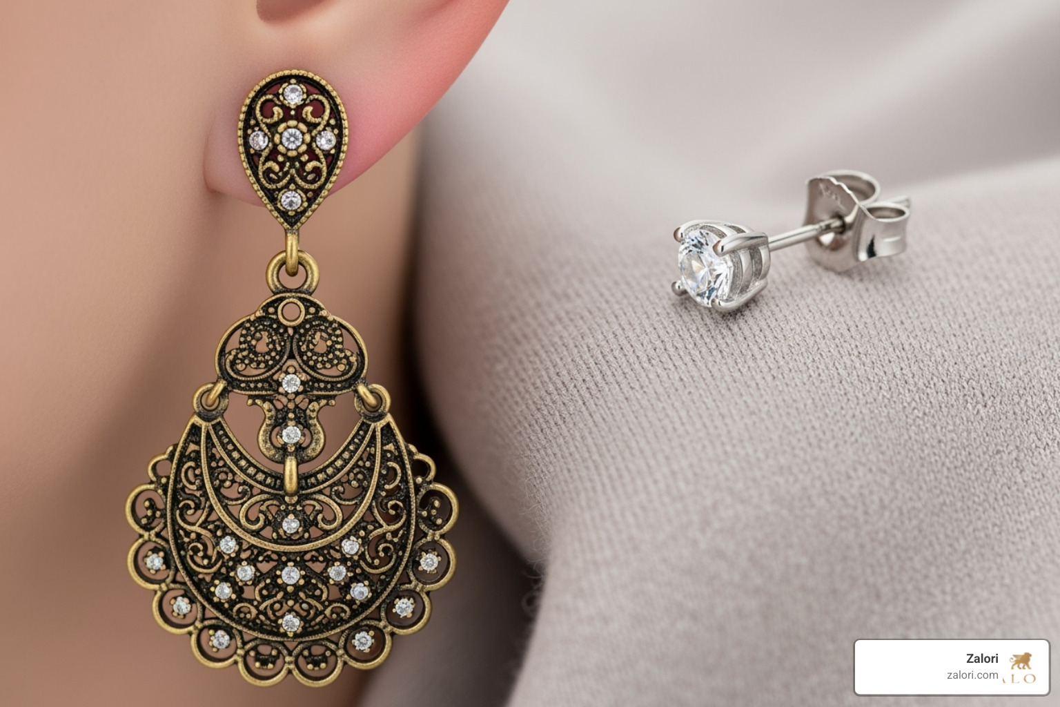 Heavy, ornate earring to a lightweight, sleek stud - earrings for sensitive ears