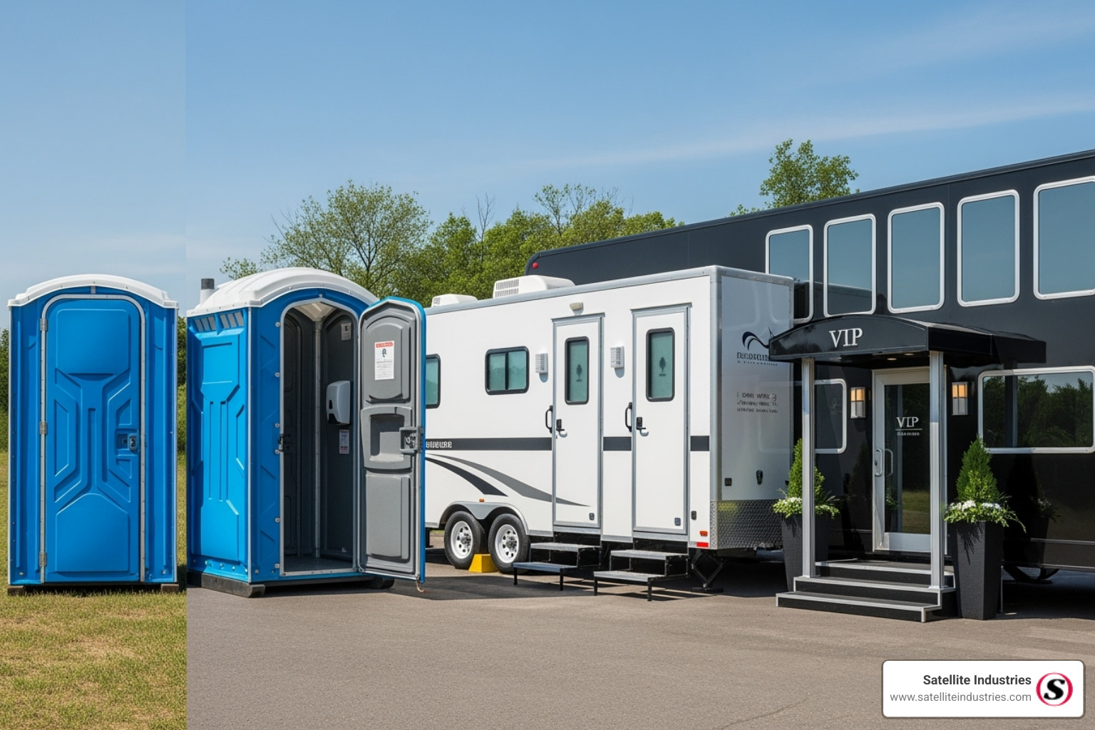 Table comparing features and typical price brackets for Basic, Mid-Range, and VIP mobile toilet units in South Africa - mobile toilets for sale in south africa