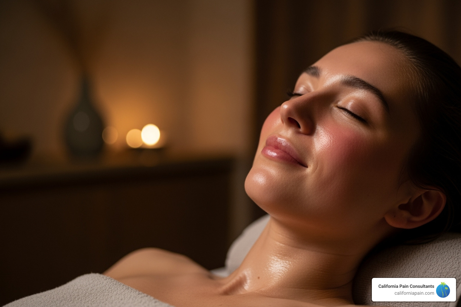 A happy, relaxed person post-massage - massage complementary therapy A happy, relaxed person post-massage - massage complementary therapy