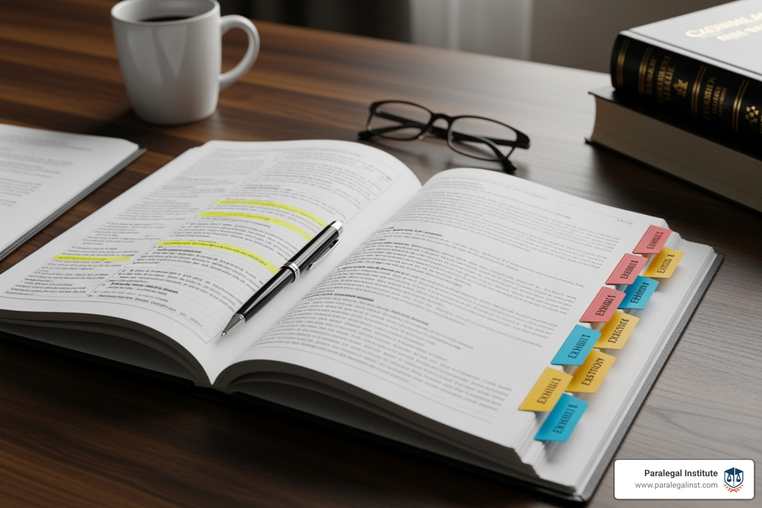 Neatly organized trial notebook with exhibit tabs - 5 typical duties of paralegals