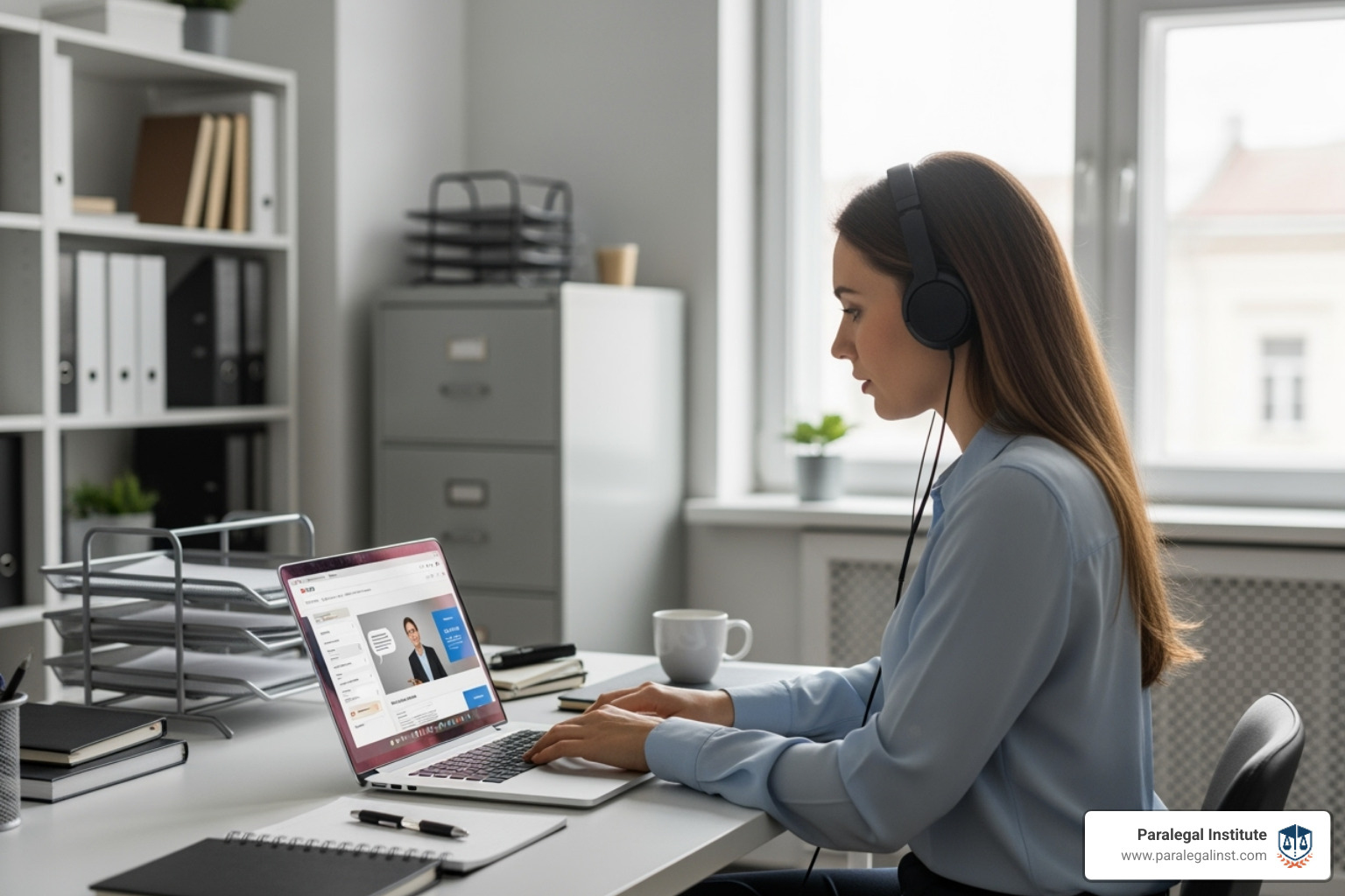 paralegal participating in online webinar - why is continuing education important for paralegals