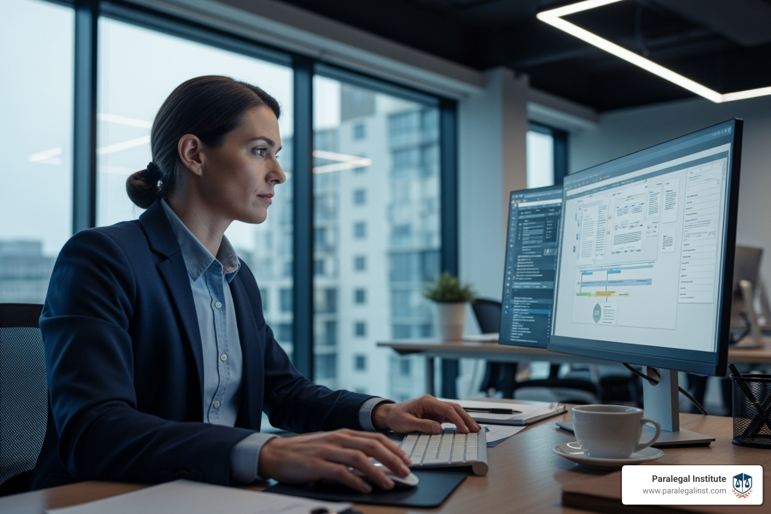 paralegal using legal software at a computer - paralegal family law paralegal using legal software at a computer - paralegal family law