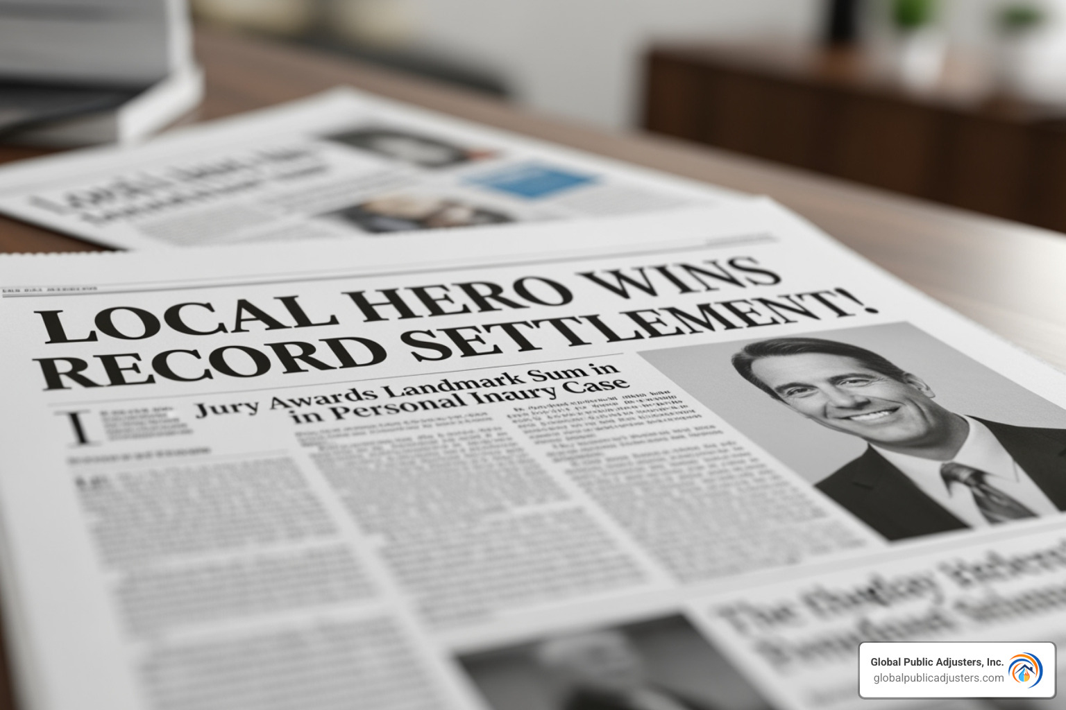 a newspaper headline announcing a large verdict or settlement for a policyholder - attorneys that fight insurance companies