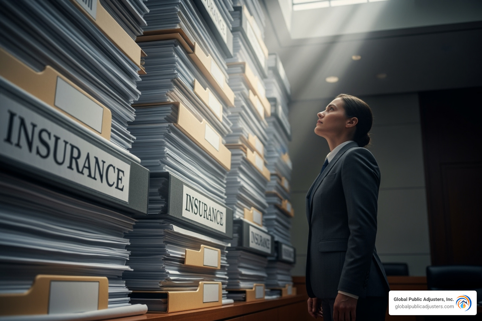 a magnifying glass over the fine print of an insurance policy - attorneys that fight insurance companies