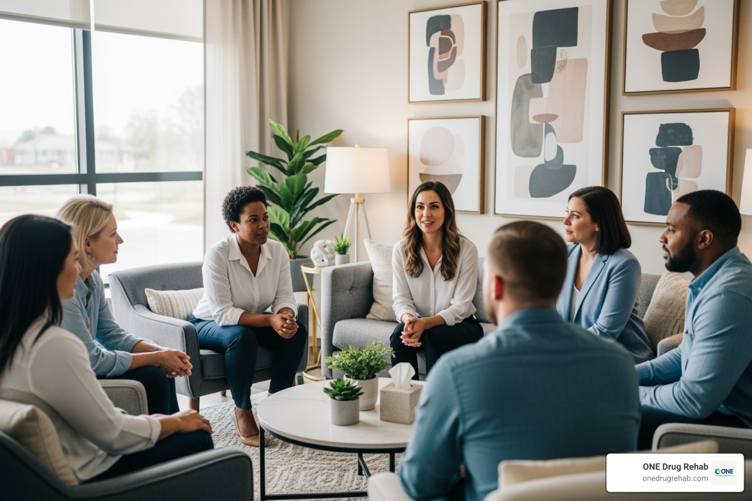 a therapist facilitating a group discussion - what does group therapy in addiction entail