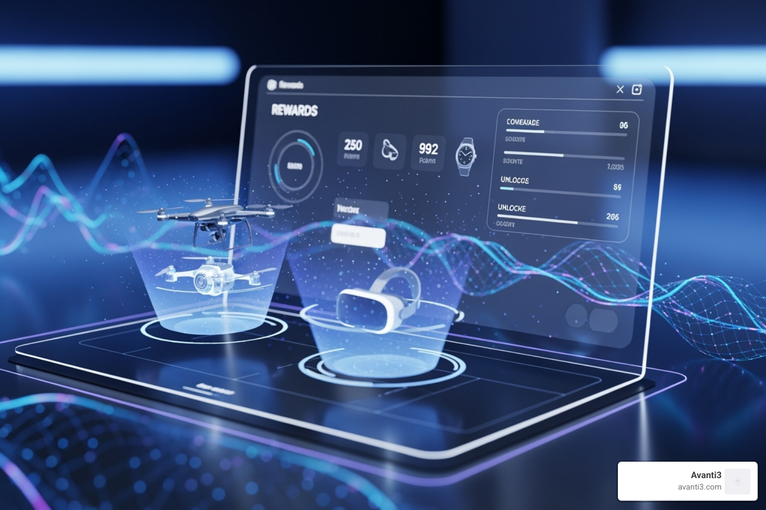futuristic digital rewards interface - virtual reward card