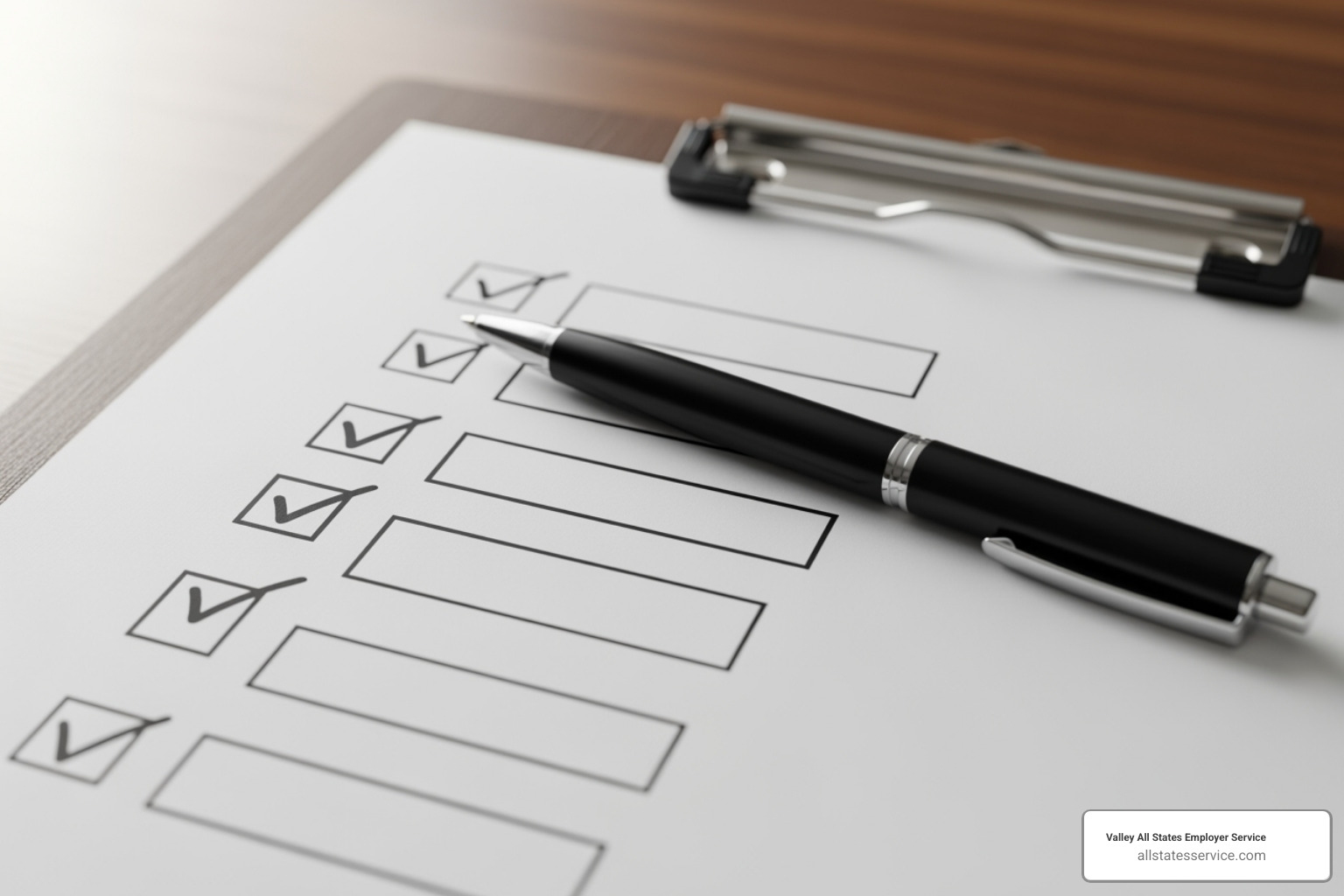 checklist with items like "Complete I-9" and "Run E-Verify" - New hire verification checklist with items like "Complete I-9" and "Run E-Verify" - New hire verification