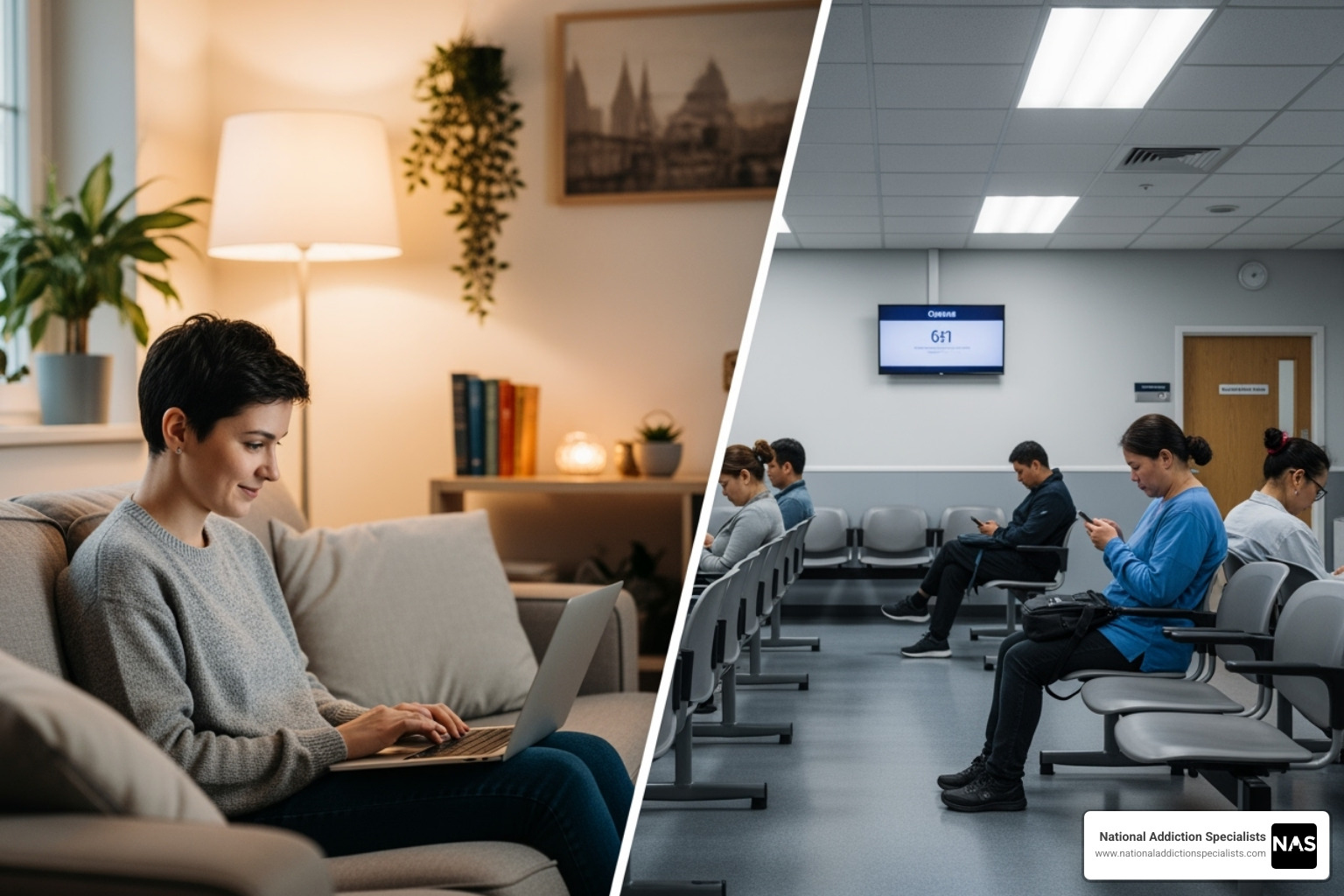 comparing the convenience of a home setting vs. a traditional clinic waiting room - Virtual Suboxone doctors