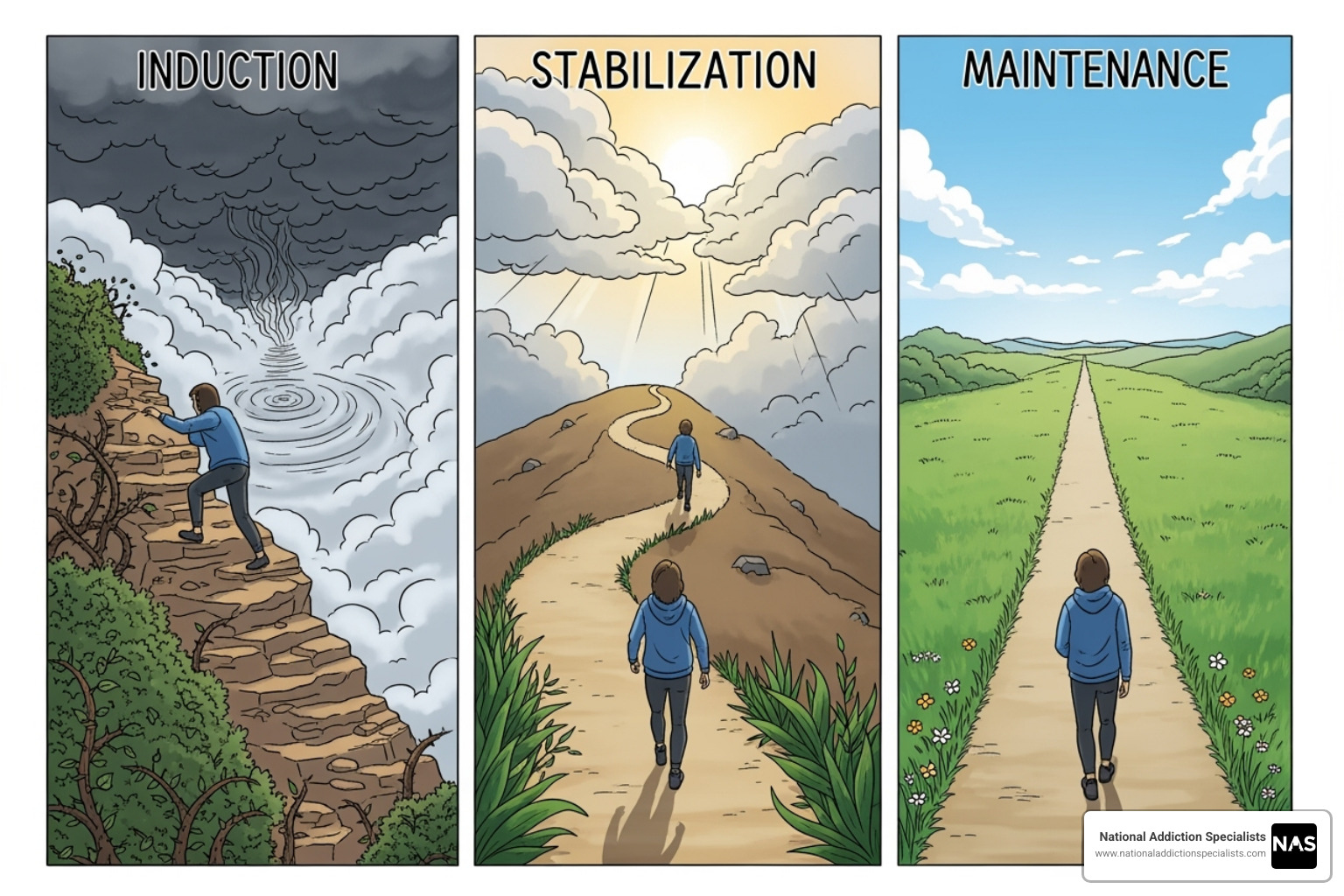 Suboxone treatment phases: Induction, Stabilization, Maintenance - Suboxone for opioid