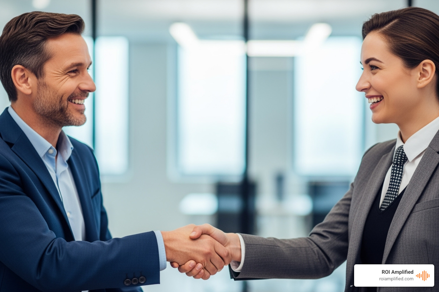 Happy business owner shaking hands with SEO consultant - seo company in boca raton Happy business owner shaking hands with SEO consultant - seo company in boca raton