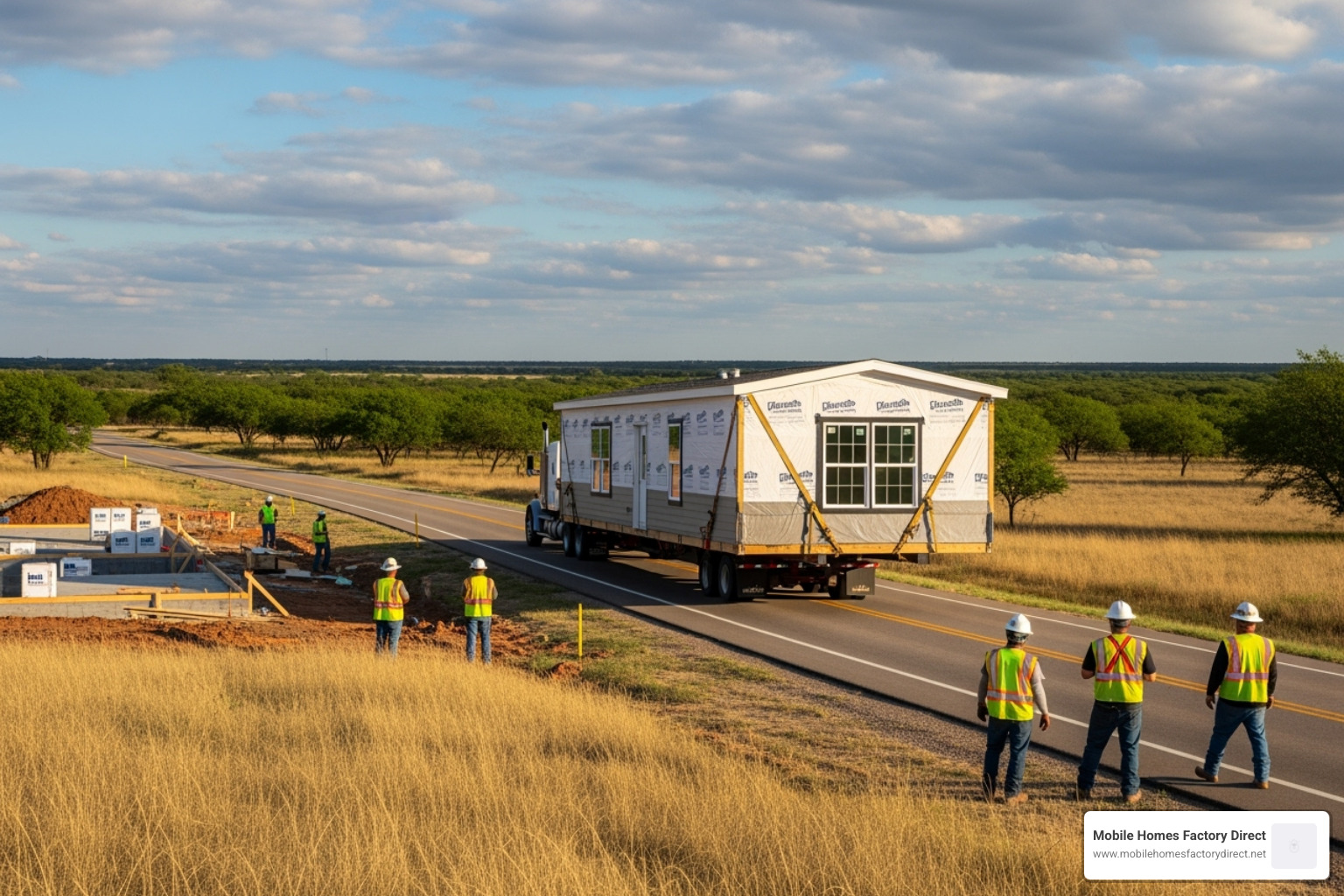 manufactured home section being delivered to a site - new manufactured homes Texas manufactured home section being delivered to a site - new manufactured homes Texas
