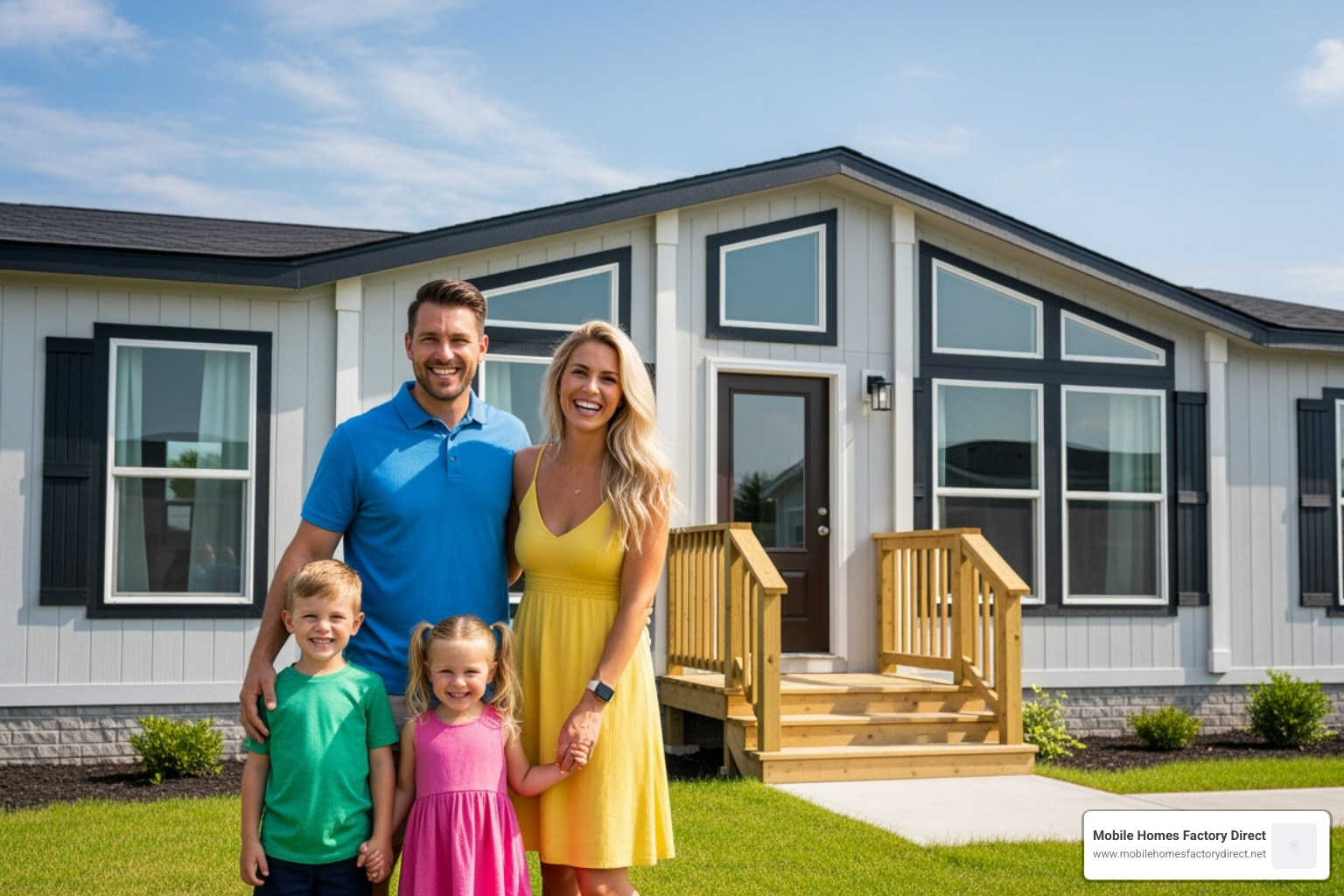happy family in front of their new manufactured home - new manufactured homes Texas happy family in front of their new manufactured home - new manufactured homes Texas