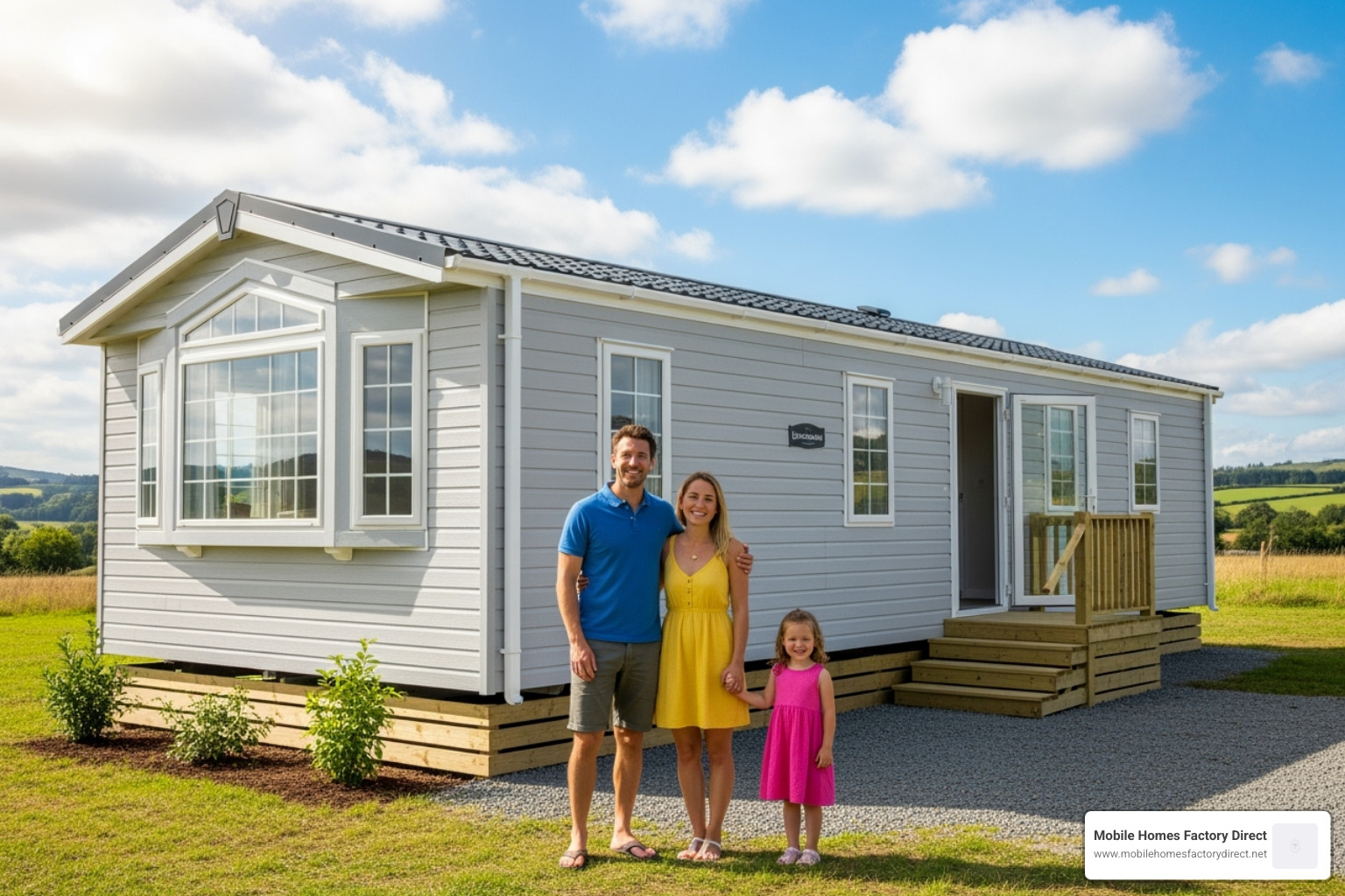 family standing in front of their newly placed single-wide home - used single wide mobile homes for sale to be moved family standing in front of their newly placed single-wide home - used single wide mobile homes for sale to be moved