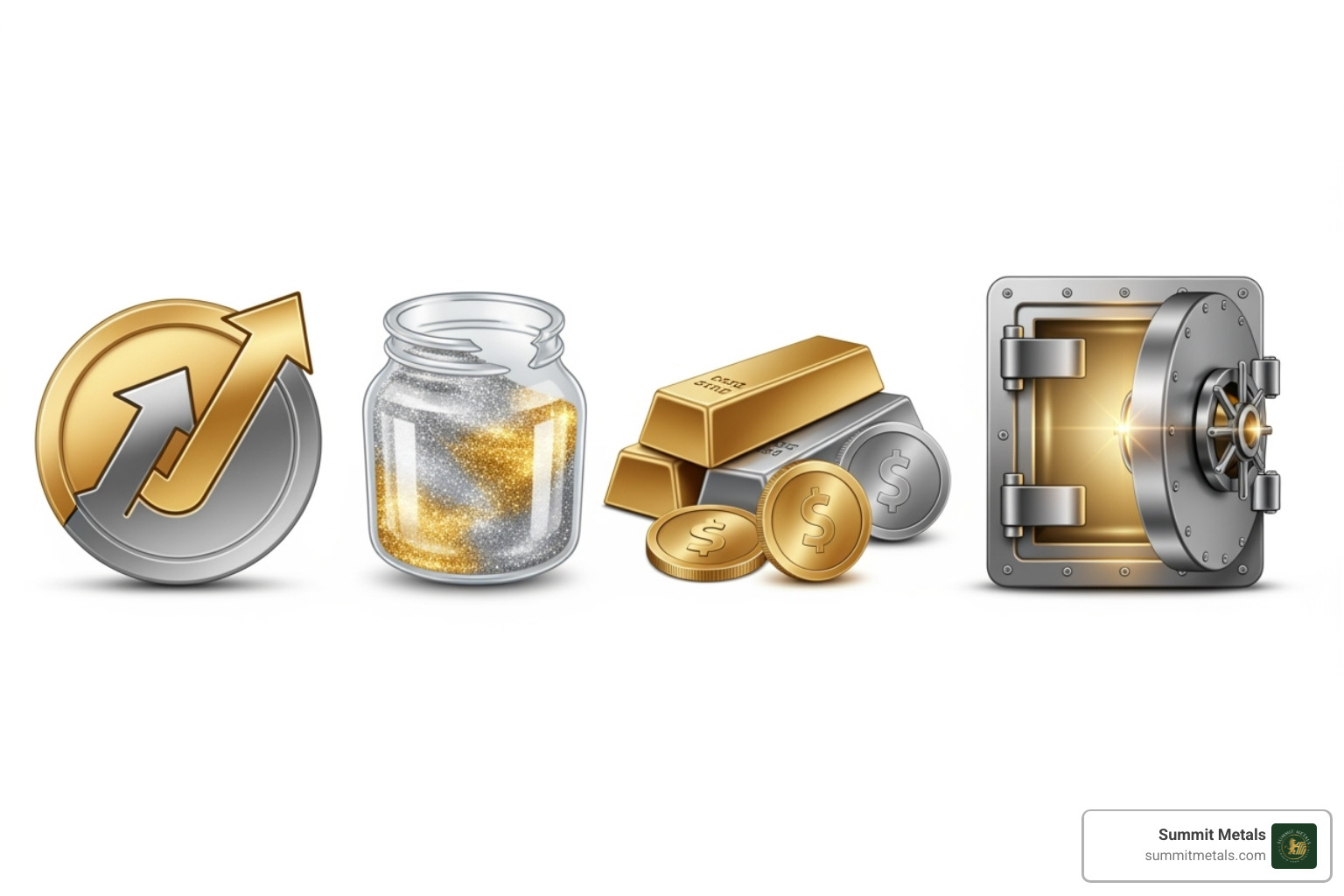 a flowchart showing the 4 steps: Choose Custodian -> Fund Account -> Select Metals -> Store Securely - gold ira retirement planning a flowchart showing the 4 steps: Choose Custodian -> Fund Account -> Select Metals -> Store Securely - gold ira retirement planning