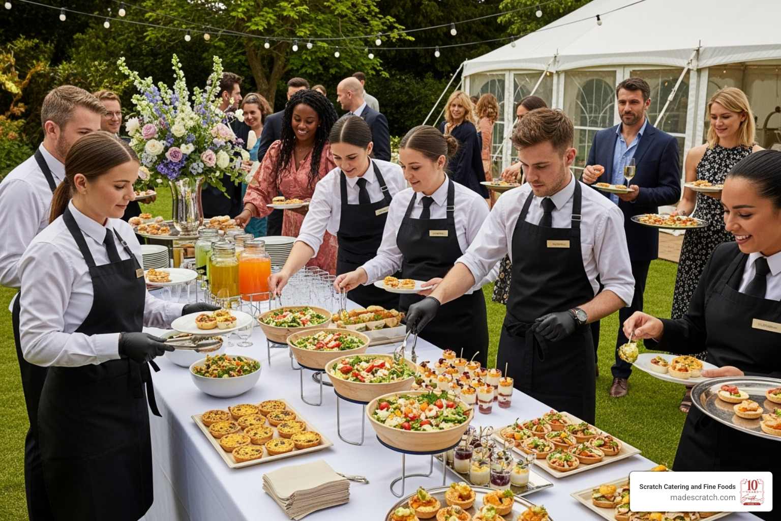 A professional catering team at a successful outdoor event, serving guests with neat, convenient meal solutions, showcasing a seamless and enjoyable experience - convenient meal solutions A professional catering team at a successful outdoor event, serving guests with neat, convenient meal solutions, showcasing a seamless and enjoyable experience - convenient meal solutions