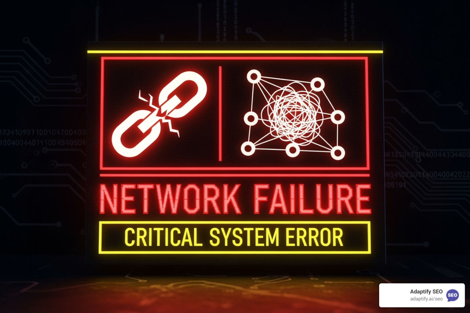 Digital warning sign with terms like "PBN" and "Link Farm" - white label link building agency