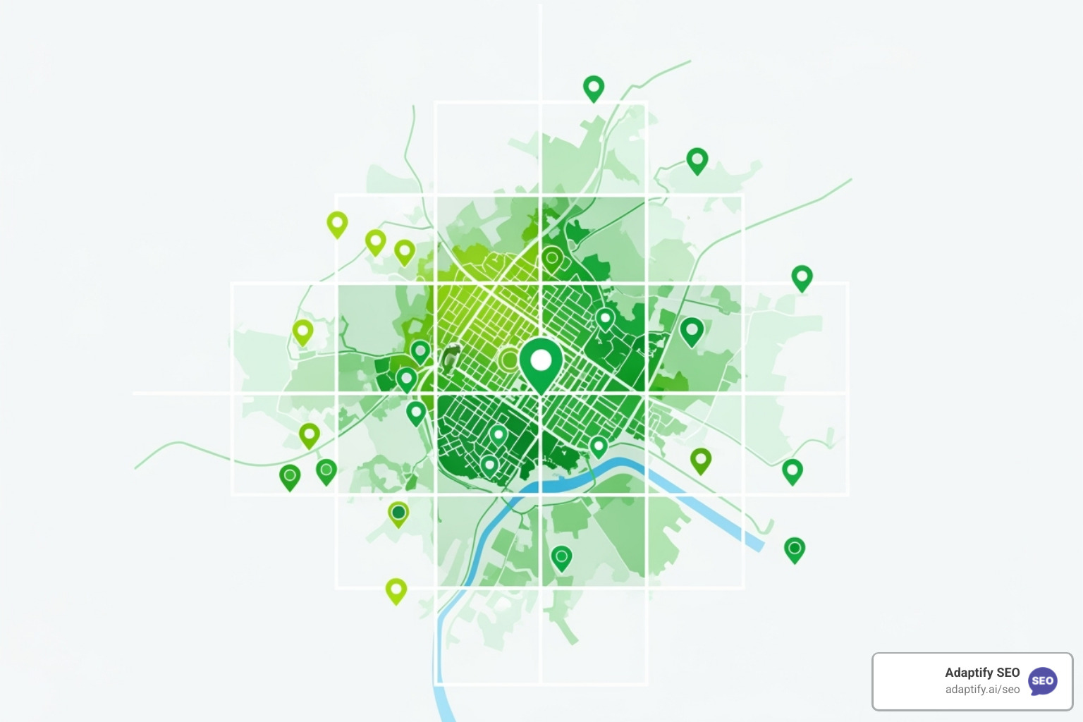 local search grid report showing a client's visibility - local seo proposal templates