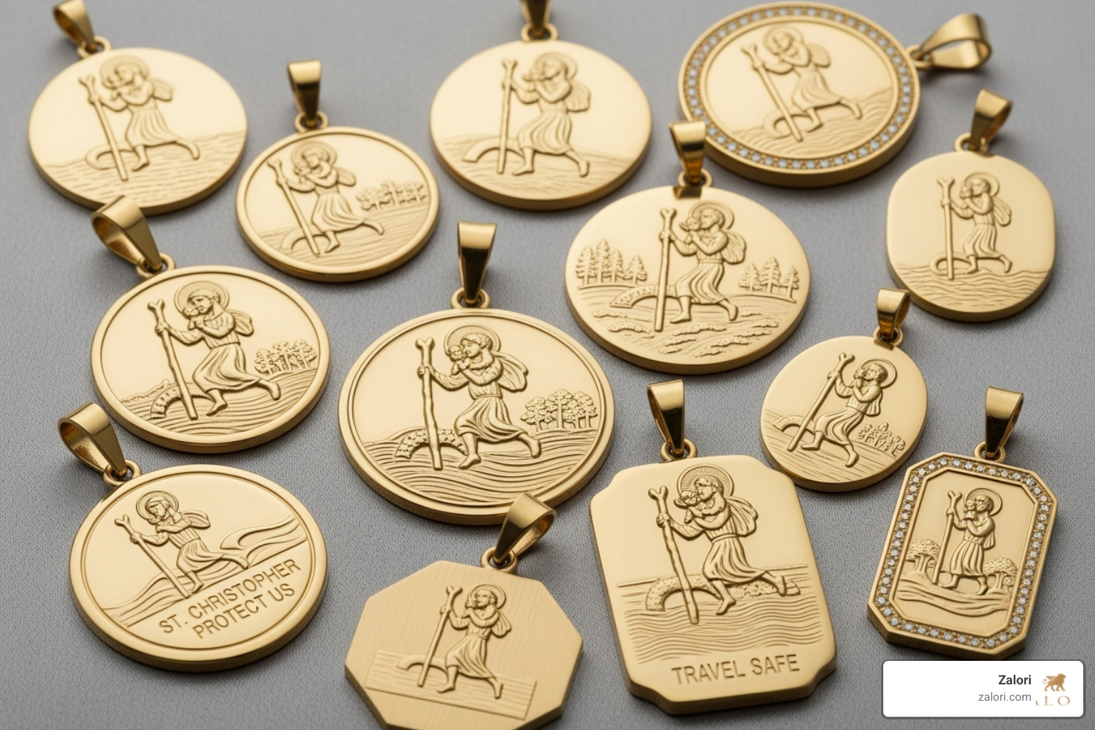 collection of St. Christopher pendant styles - 18 carat gold st christopher collection of St. Christopher pendant styles - 18 carat gold st christopher