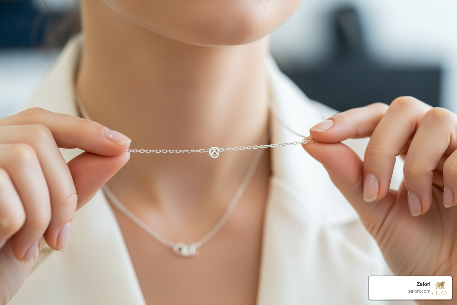 person measuring a necklace chain against their neck - praying hands with cross necklace person measuring a necklace chain against their neck - praying hands with cross necklace