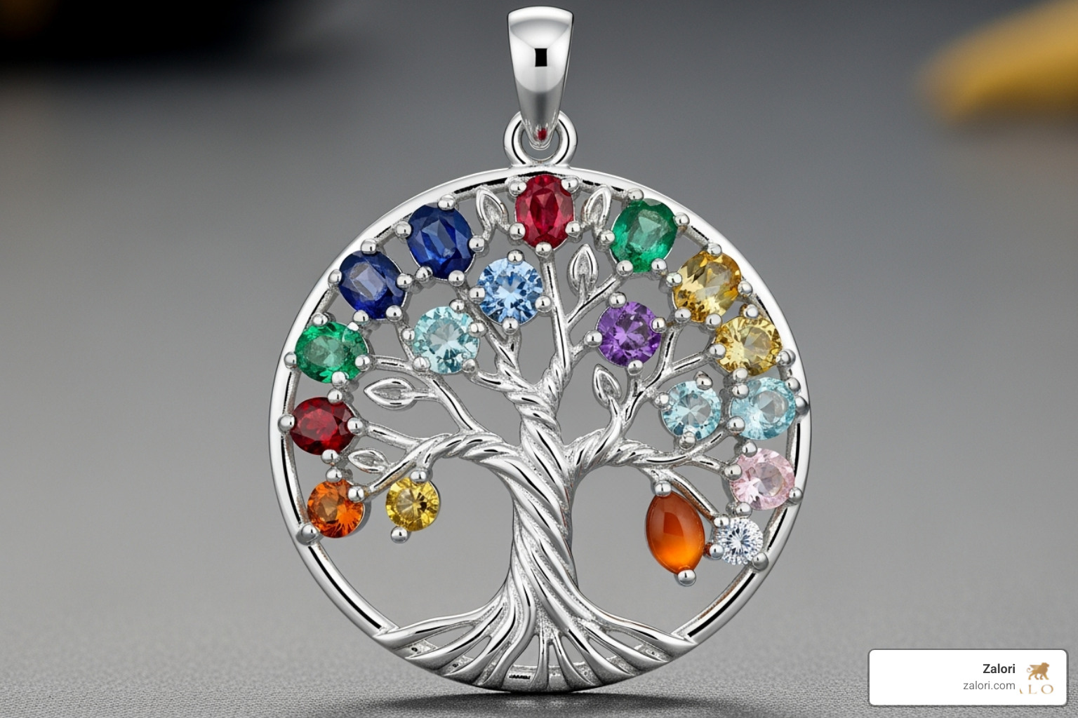 Pendant with multiple, colorful birthstones - tree of life birthstone pendant Pendant with multiple, colorful birthstones - tree of life birthstone pendant