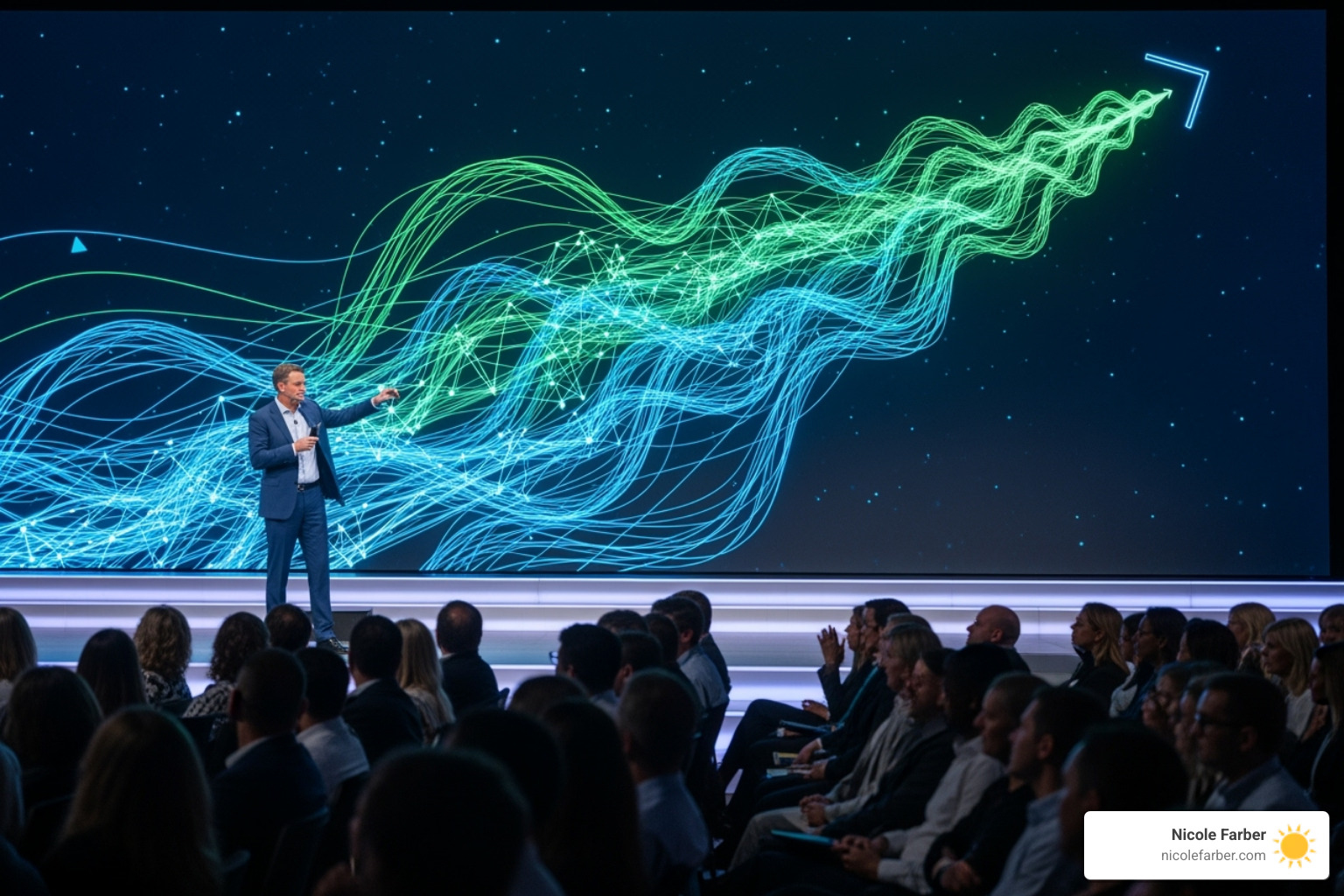 Speaker's slide showing a business growth trajectory, illustrating common themes in an entrepreneur speaker series - entrepreneur speaker series Speaker's slide showing a business growth trajectory, illustrating common themes in an entrepreneur speaker series - entrepreneur speaker series