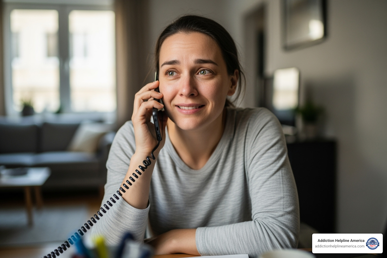 A person on the phone discussing payment options for rehab, looking relieved - rehab in Pasadena A person on the phone discussing payment options for rehab, looking relieved - rehab in Pasadena
