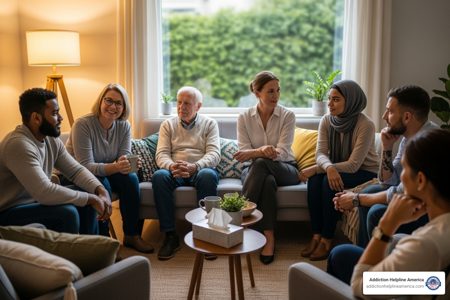 A diverse group of people participating in a therapy session in a comfortable, supportive setting - rehab in Pasadena A diverse group of people participating in a therapy session in a comfortable, supportive setting - rehab in Pasadena