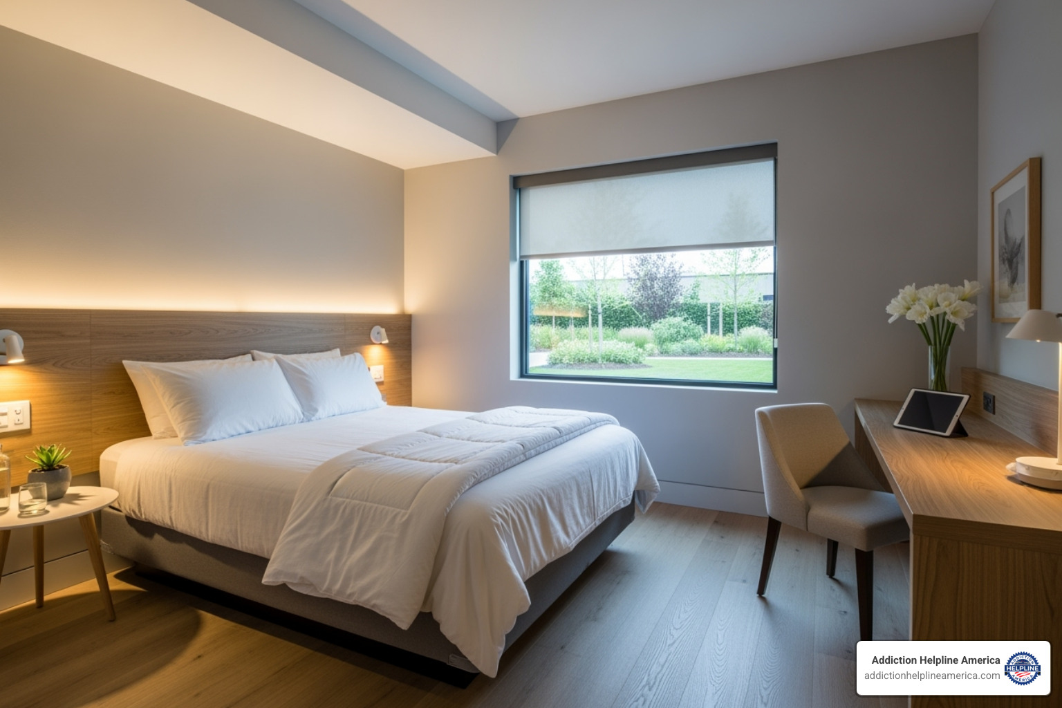 A serene and clean room in a detox facility - alcohol detox program