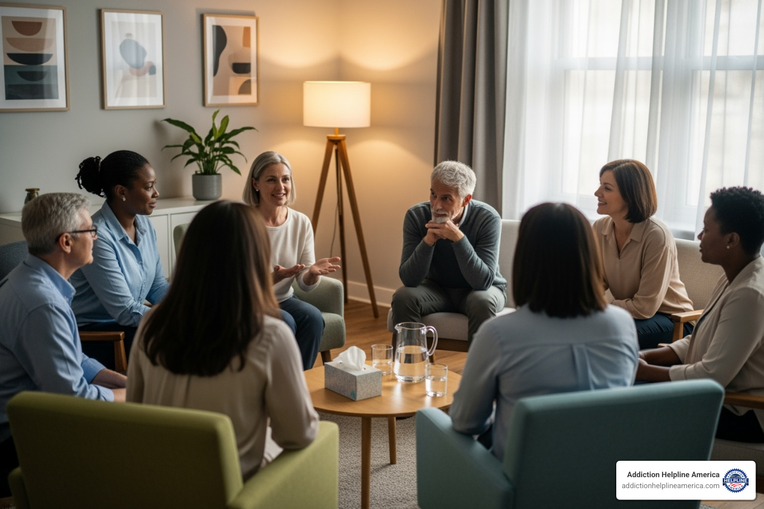 A diverse group therapy session - alcohol detox program