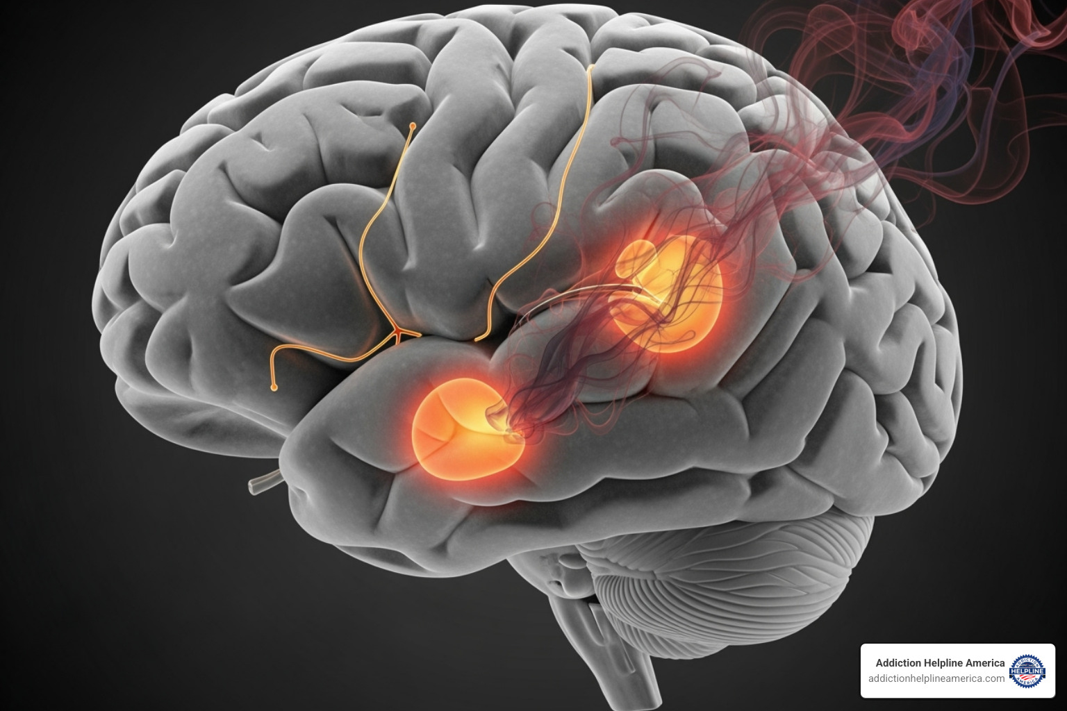 Illustration of the human brain with areas highlighting the effects of alcohol on neural pathways and decision-making centers, symbolizing the connection between the brain and alcohol addiction - Alcohol abuse treatment