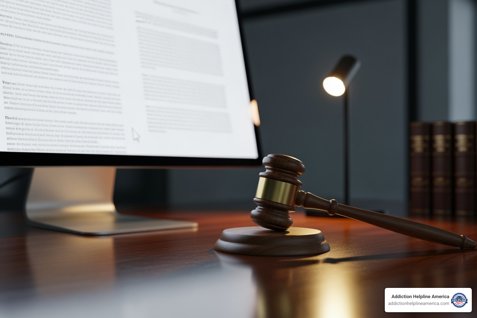 A gavel next to a computer screen - Suboxone doctor online