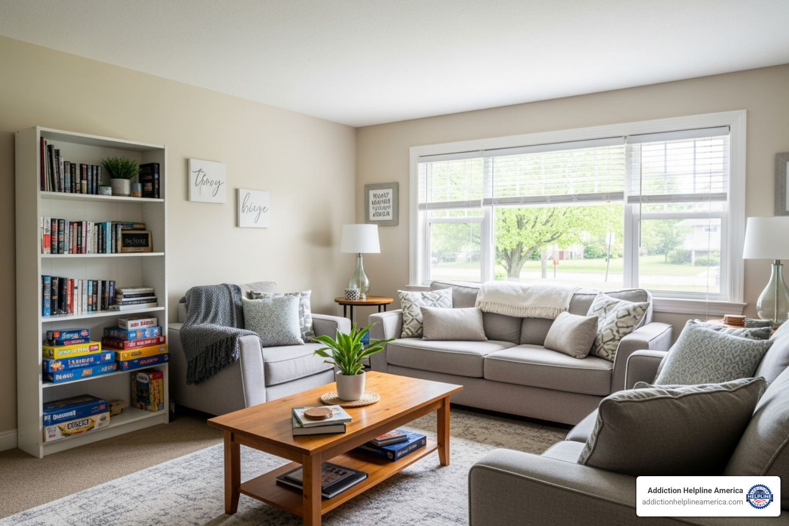 Clean, organized shared living space in a sober home - how to choose sober living