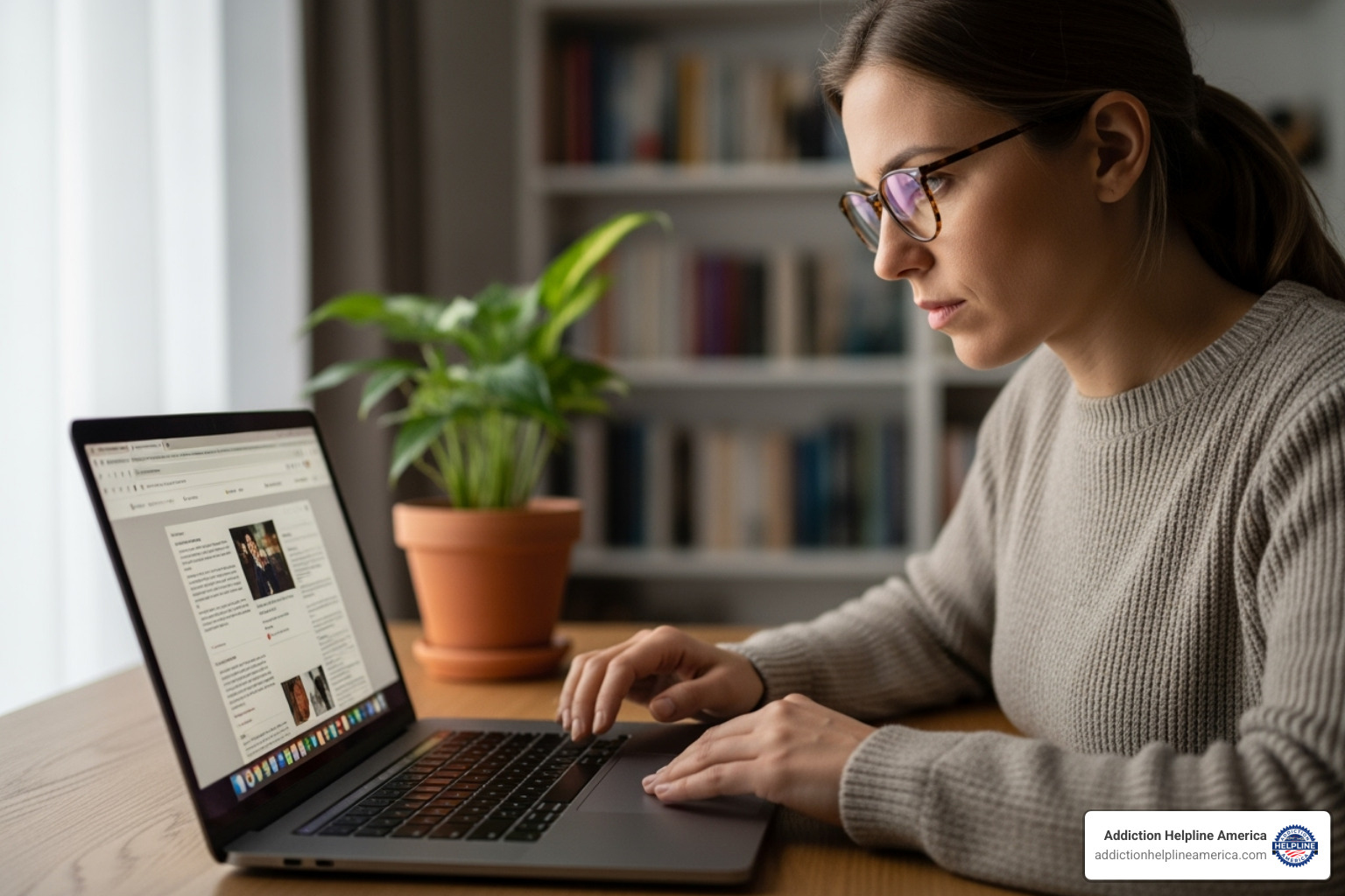 Person researching sober living options on a laptop - how to choose sober living