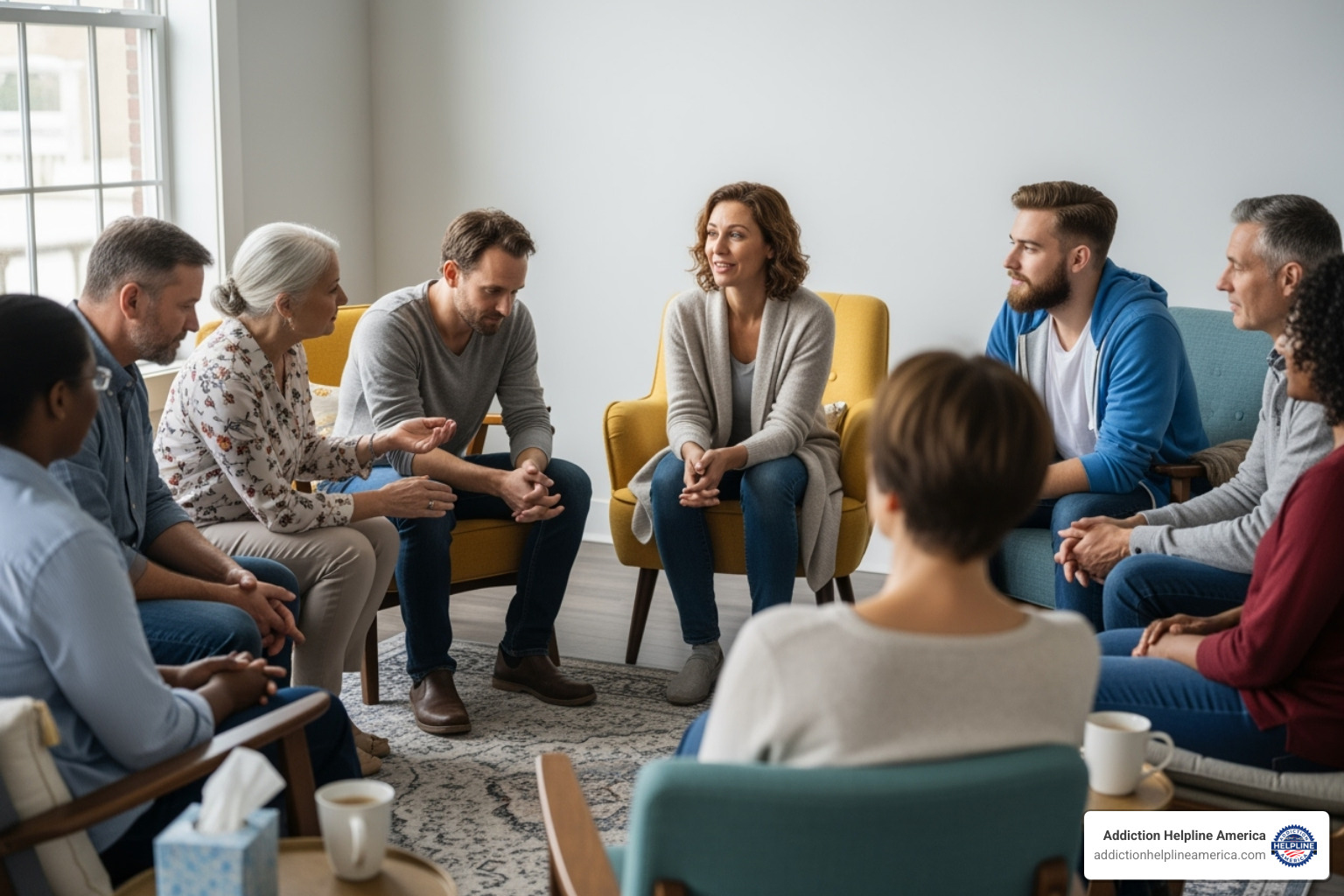 diverse group of people in a support meeting - drug rehab Arlington VA diverse group of people in a support meeting - drug rehab Arlington VA