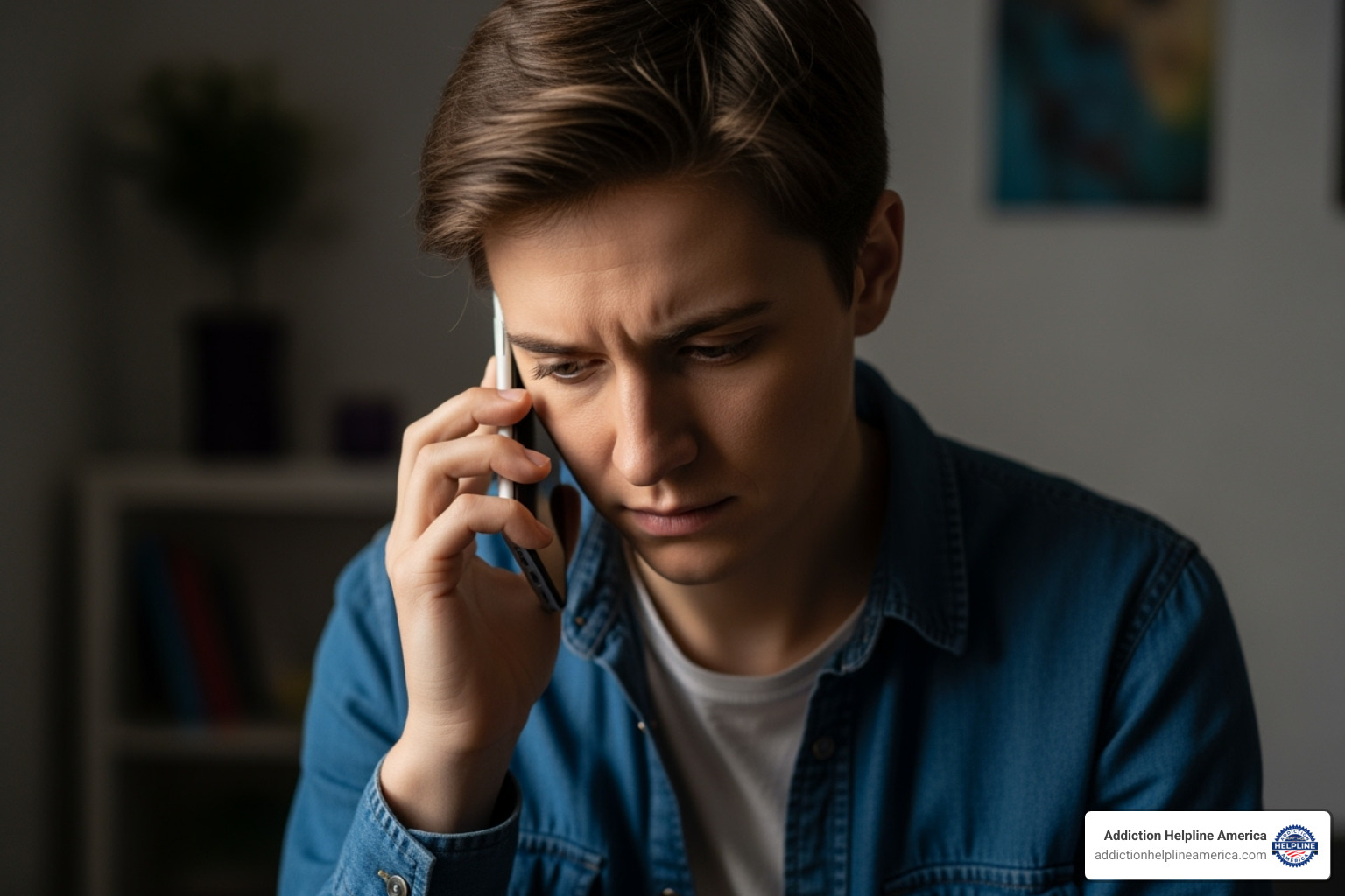 Person making a confidential phone call for help - Addiction recovery assistance Person making a confidential phone call for help - Addiction recovery assistance