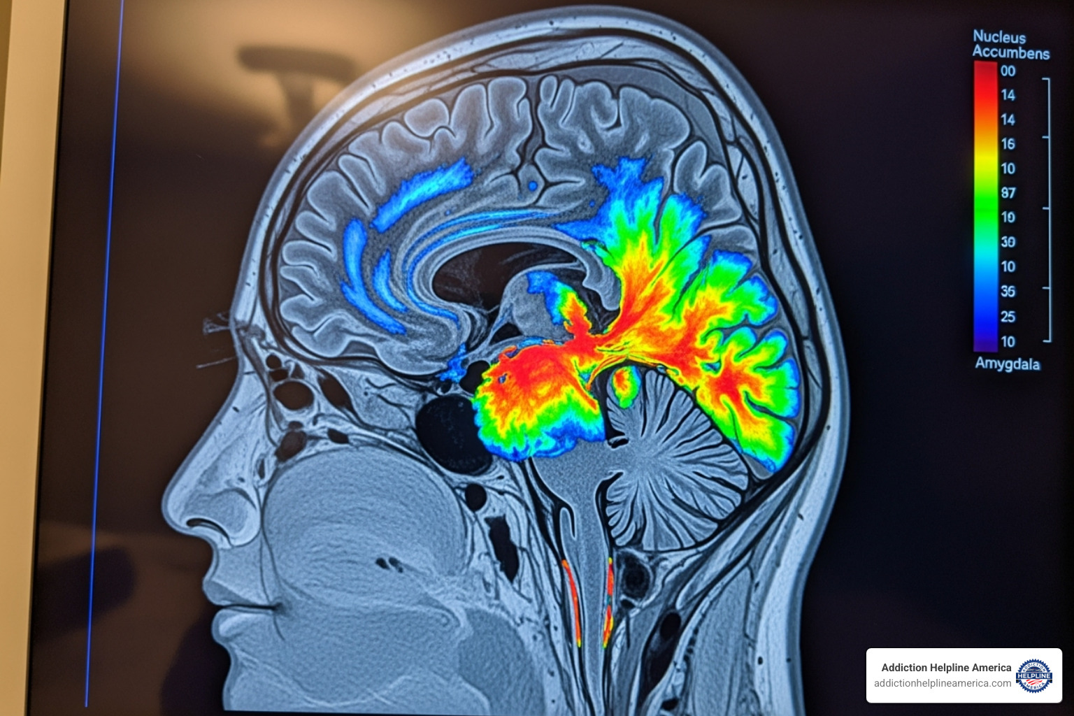 Brain scan showing areas affected by substance use - Addiction recovery assistance Brain scan showing areas affected by substance use - Addiction recovery assistance